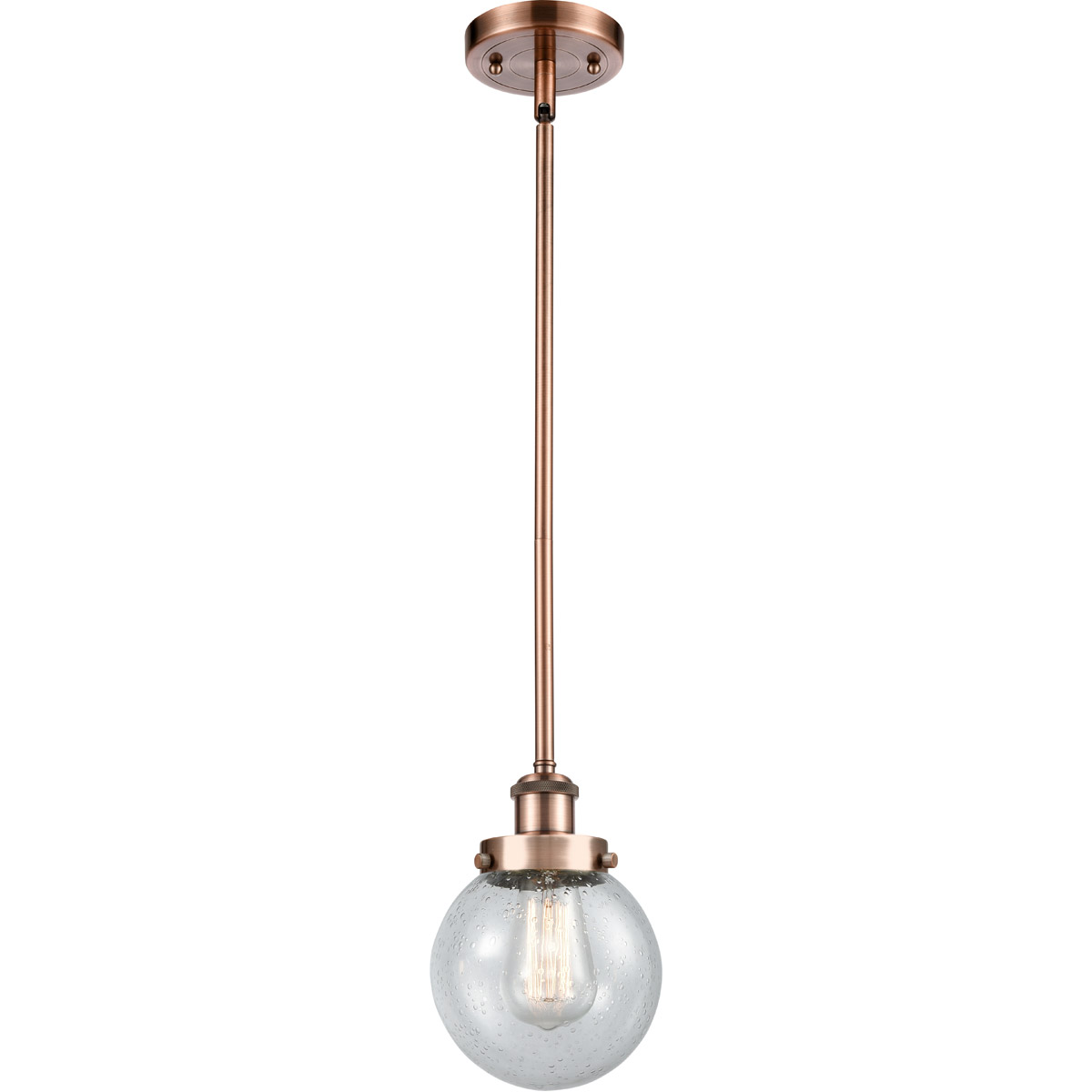 Ballston Beacon 1 Light 6 inch Antique Copper Pendant Ceiling Light in Seedy Glass