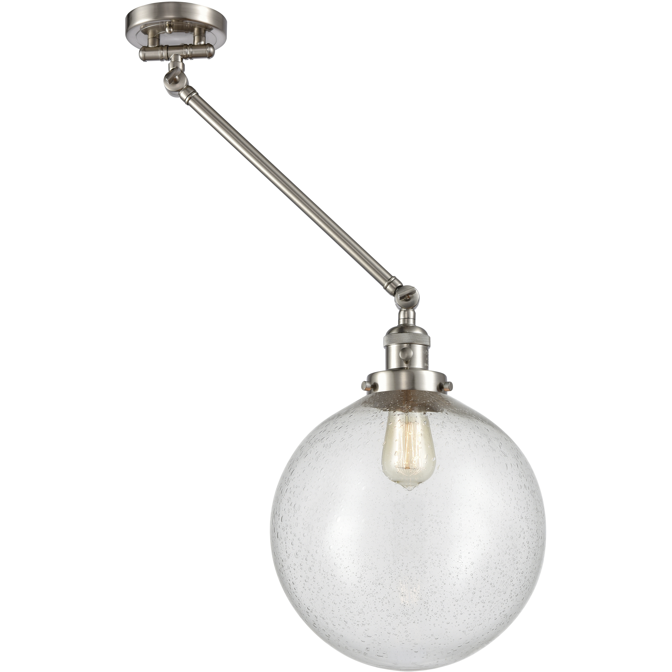 XX-Large Beacon 20 inch 100 watt Satin Nickel Swing Arm Wall Light in Brushed Satin Nickel, Seedy Glass, Franklin Restoration