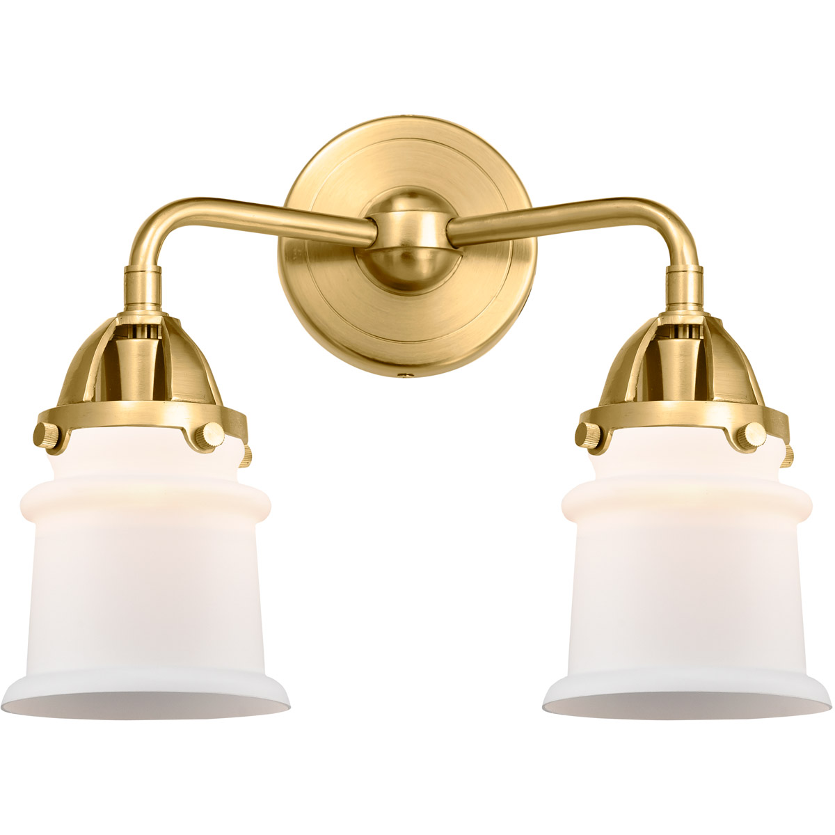 Nouveau 2 Small Canton LED 13.25 inch Satin Gold Bath Vanity Light Wall Light in Matte White Glass