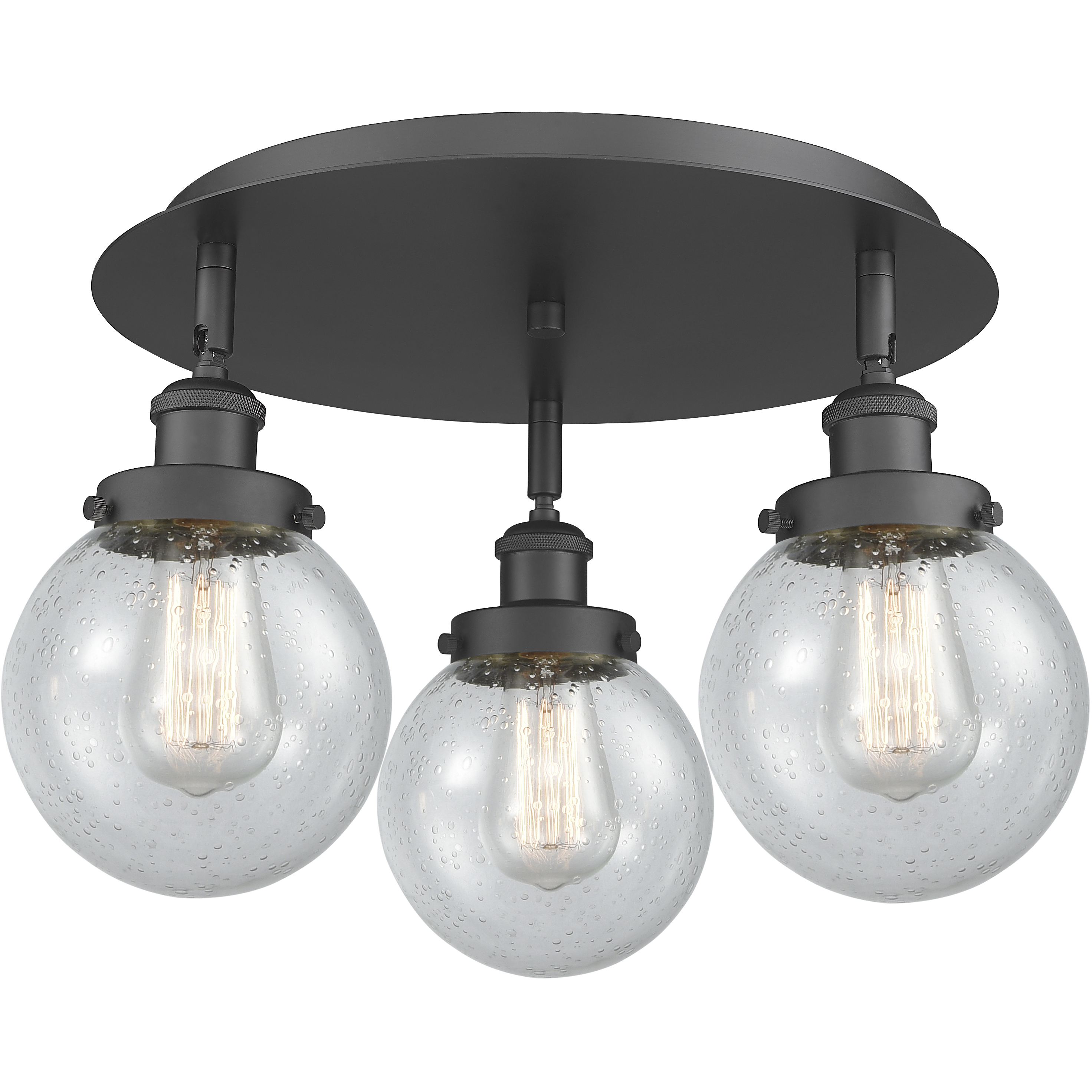 Beacon 3 Light 17.75 inch Matte Black Flush Mount Ceiling Light in Seedy