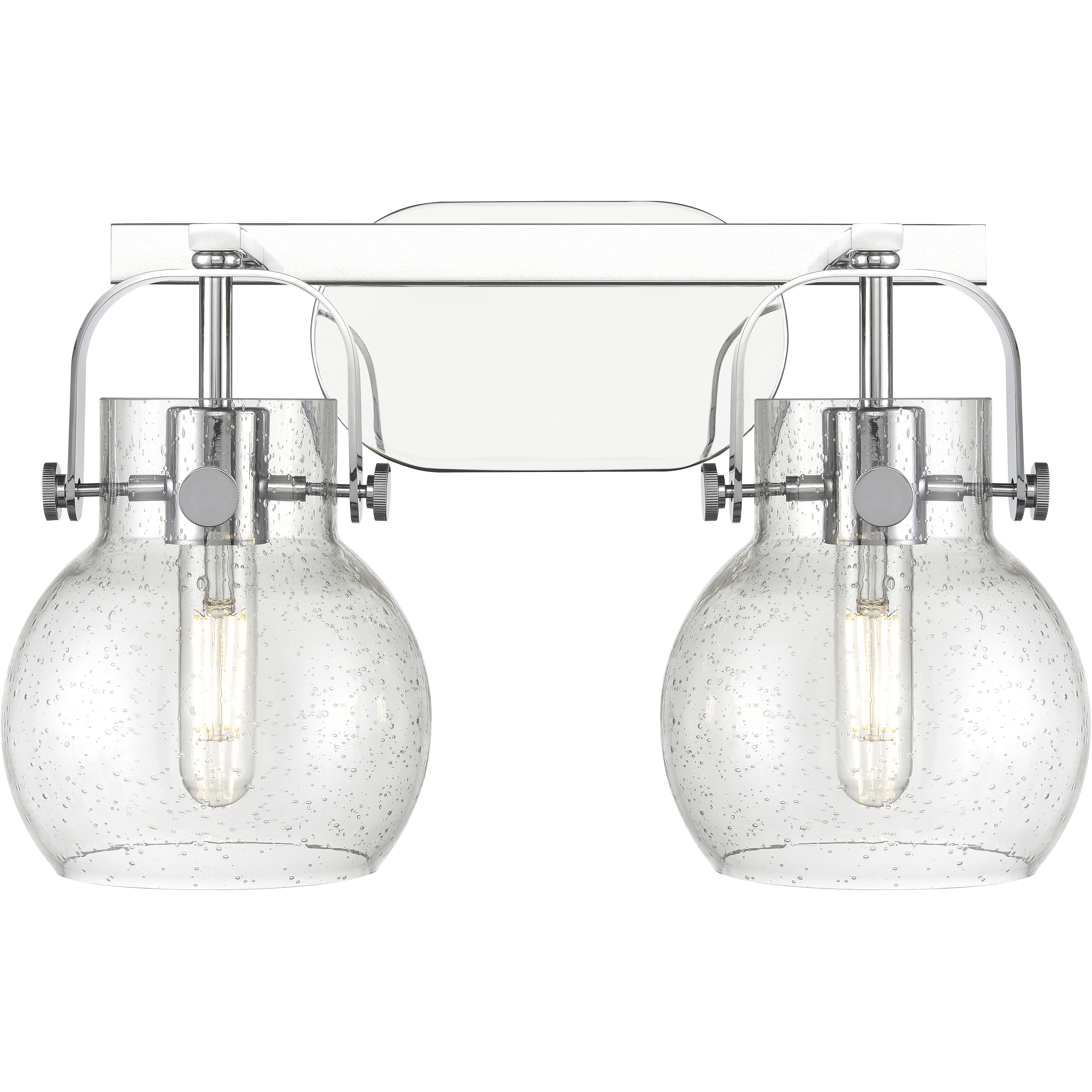 Pilaster II Sphere 2 Light 17 inch Polished Chrome Bath Vanity Light Wall Light in Seedy Glass