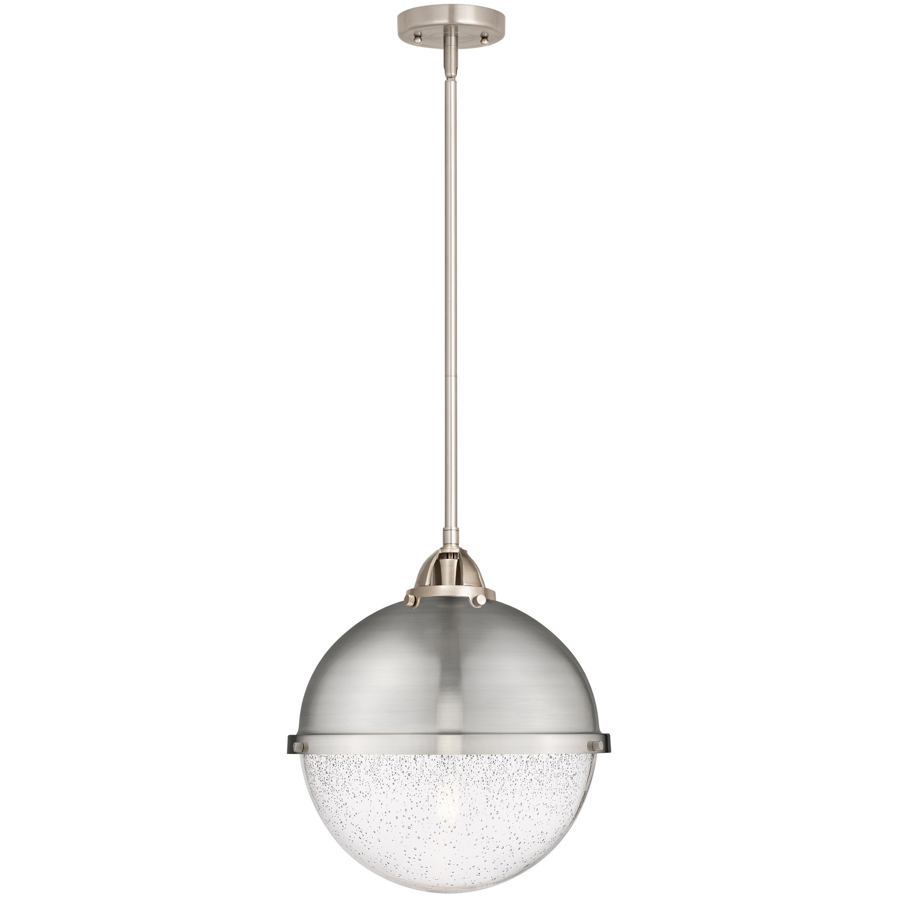 Nouveau 2 Hampden 1 Light 12.88 inch Brushed Satin Nickel Pendant Ceiling Light in Seedy Glass