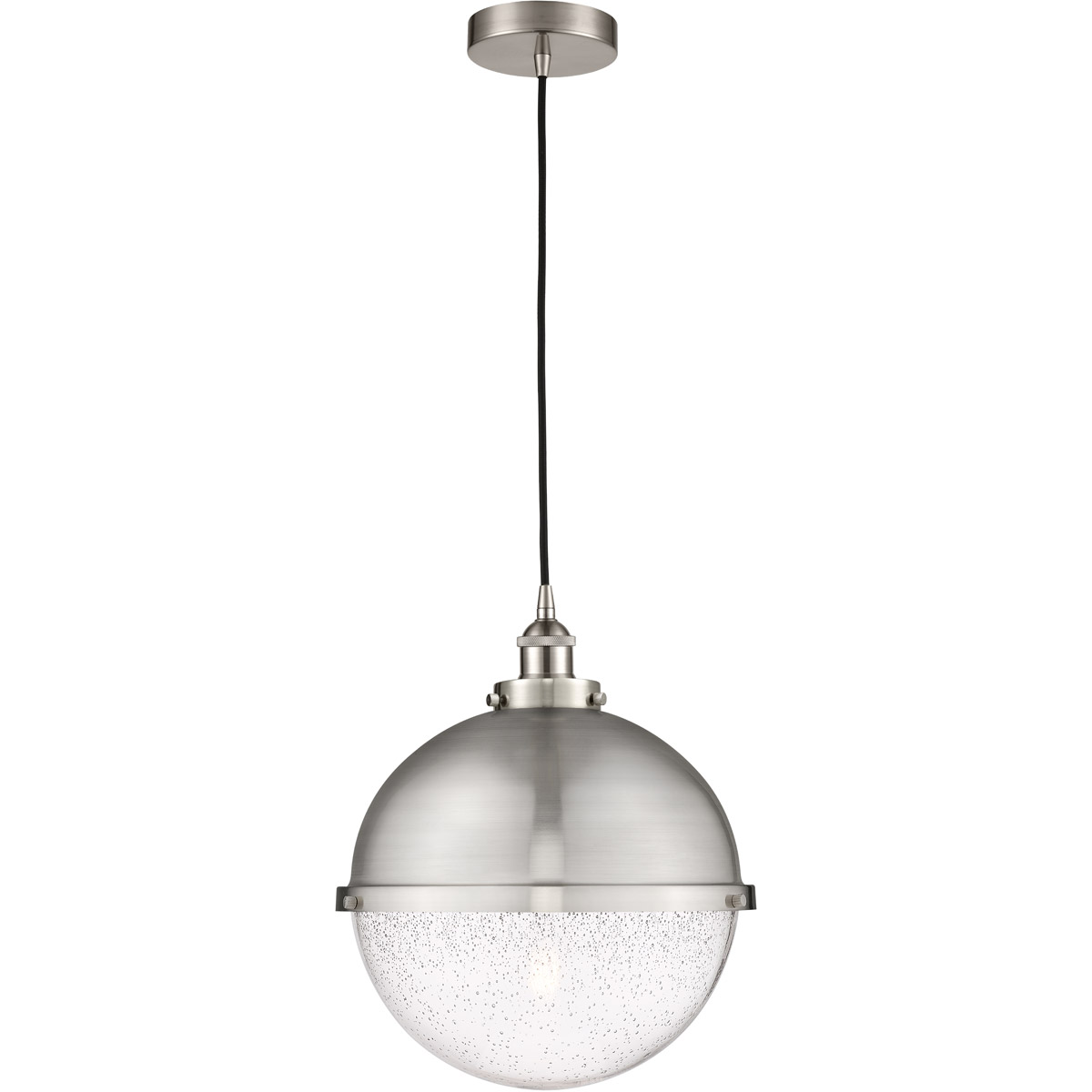 Edison Hampden 1 Light 12.88 inch Brushed Satin Nickel Pendant Ceiling Light in Seedy Glass