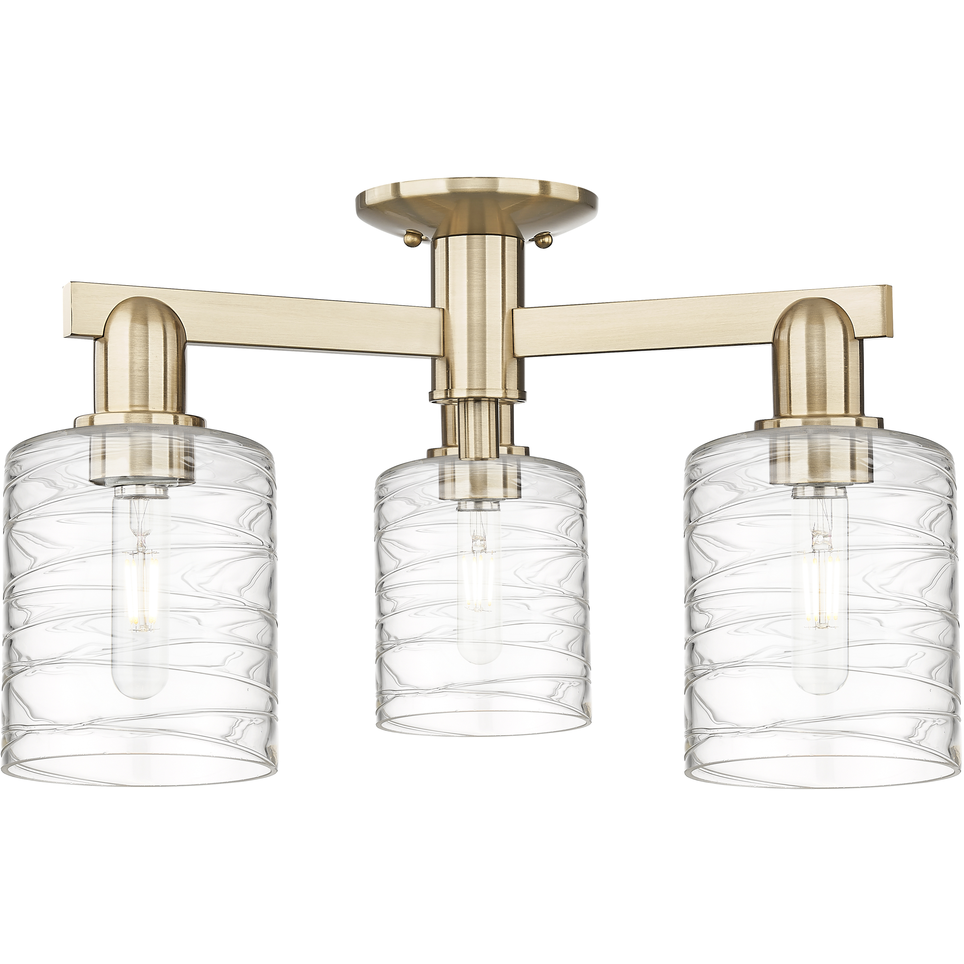Arcadia Cobbleskill 3 Light 22.5 inch Champagne Bronze Semi-Flush Mount Ceiling Light in Deco Swirl