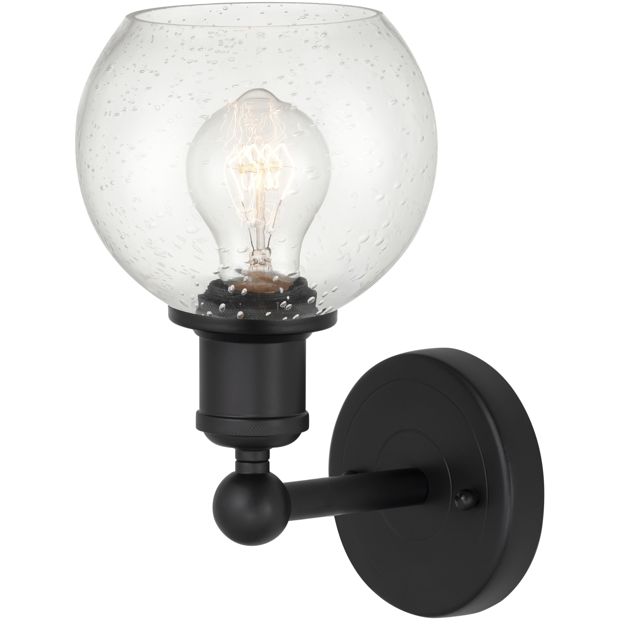 Edison Athens 1 Light 6 inch Matte Black Sconce Wall Light in Seedy Glass