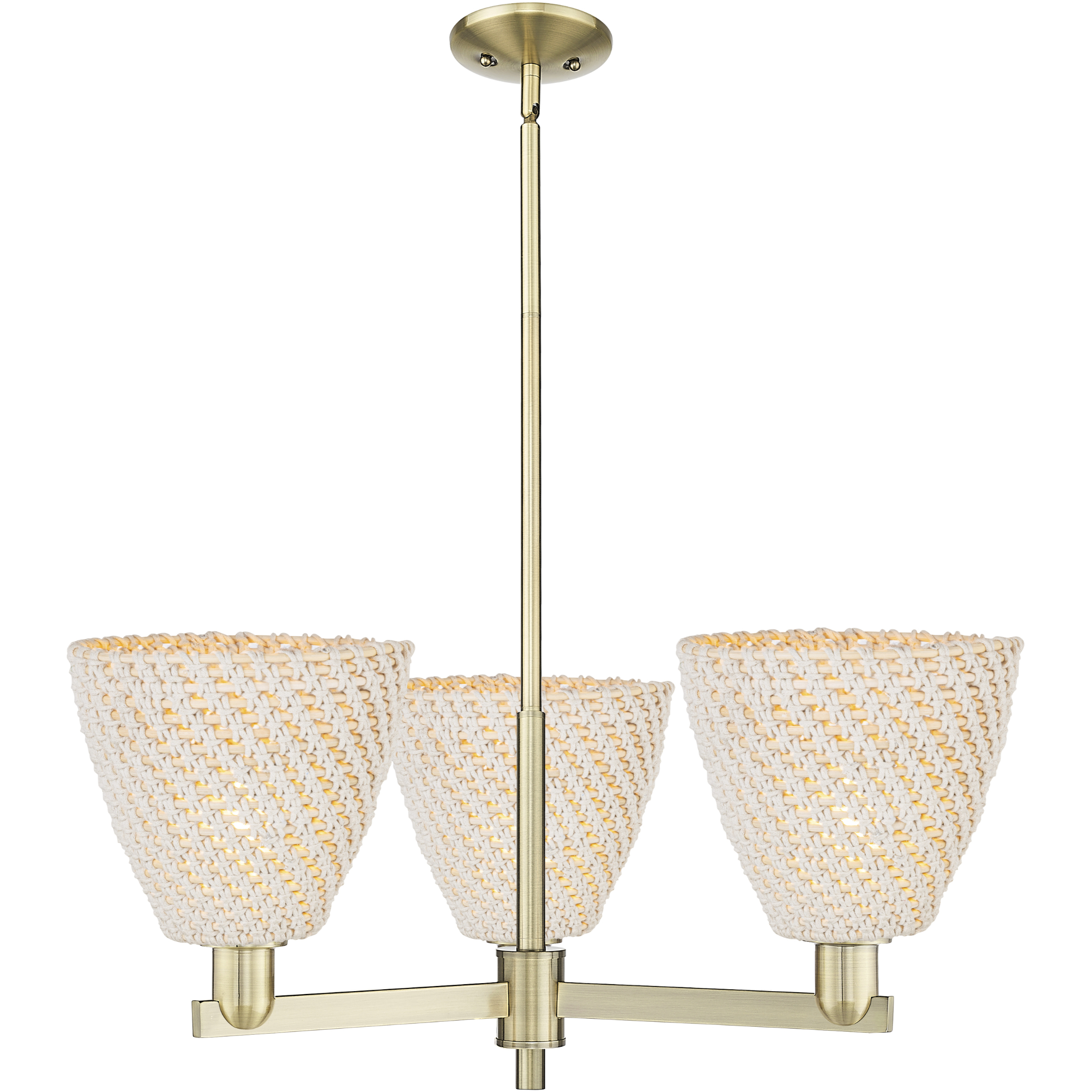 Arcadia Bristol Natural 3 Light 31 inch Antique Brass Chandelier Ceiling Light