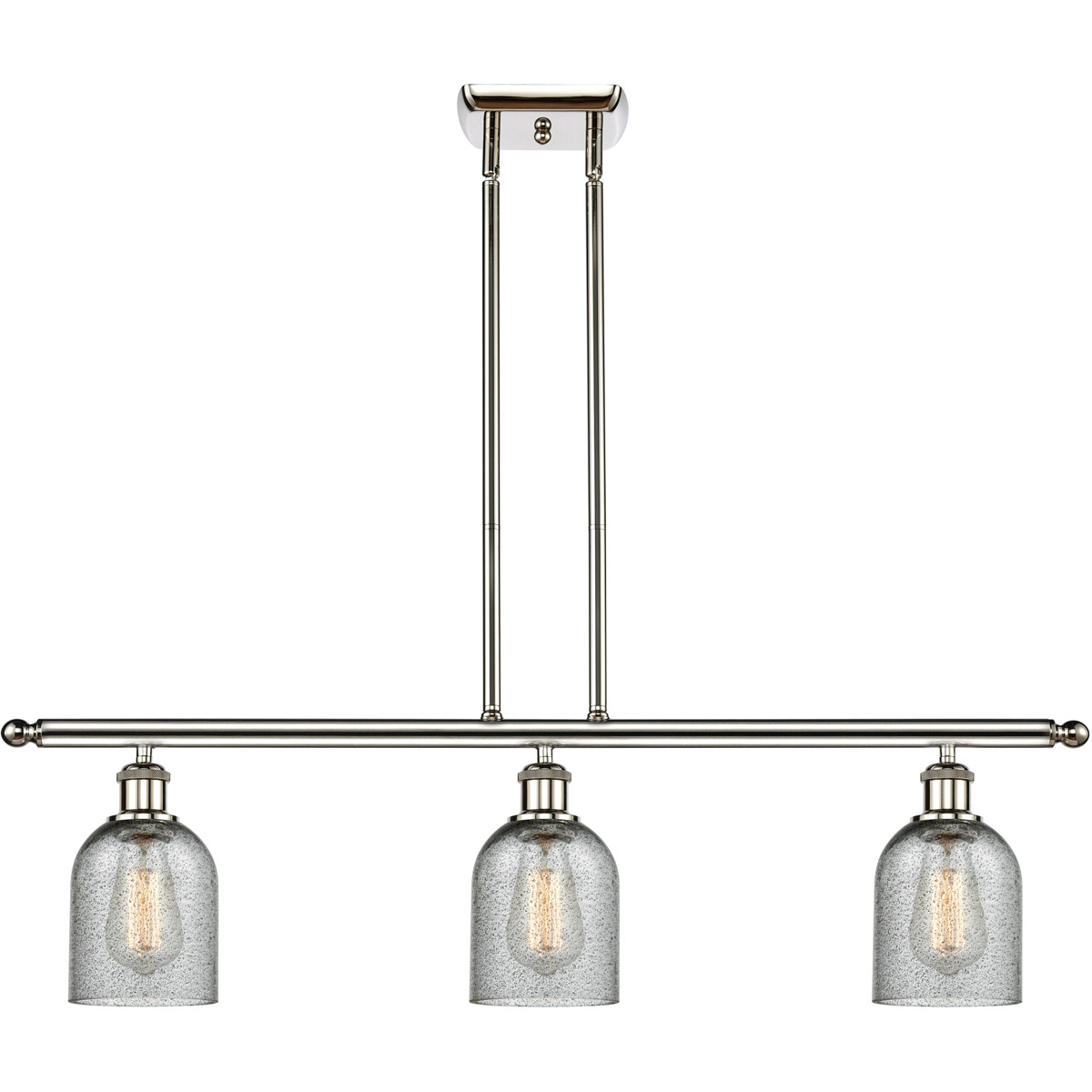 Ballston Caledonia 3 Light 36 inch Polished Nickel Island Light Ceiling Light in Charcoal Glass, Ballston
