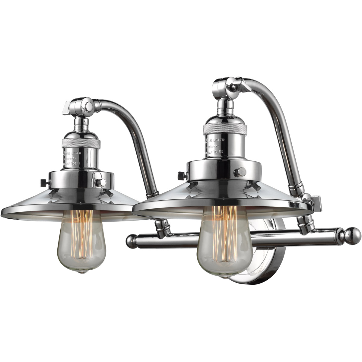 Franklin Restoration Railroad 2 Light 18 inch Polished Chrome Bath Vanity Light Wall Light, Franklin Restoration