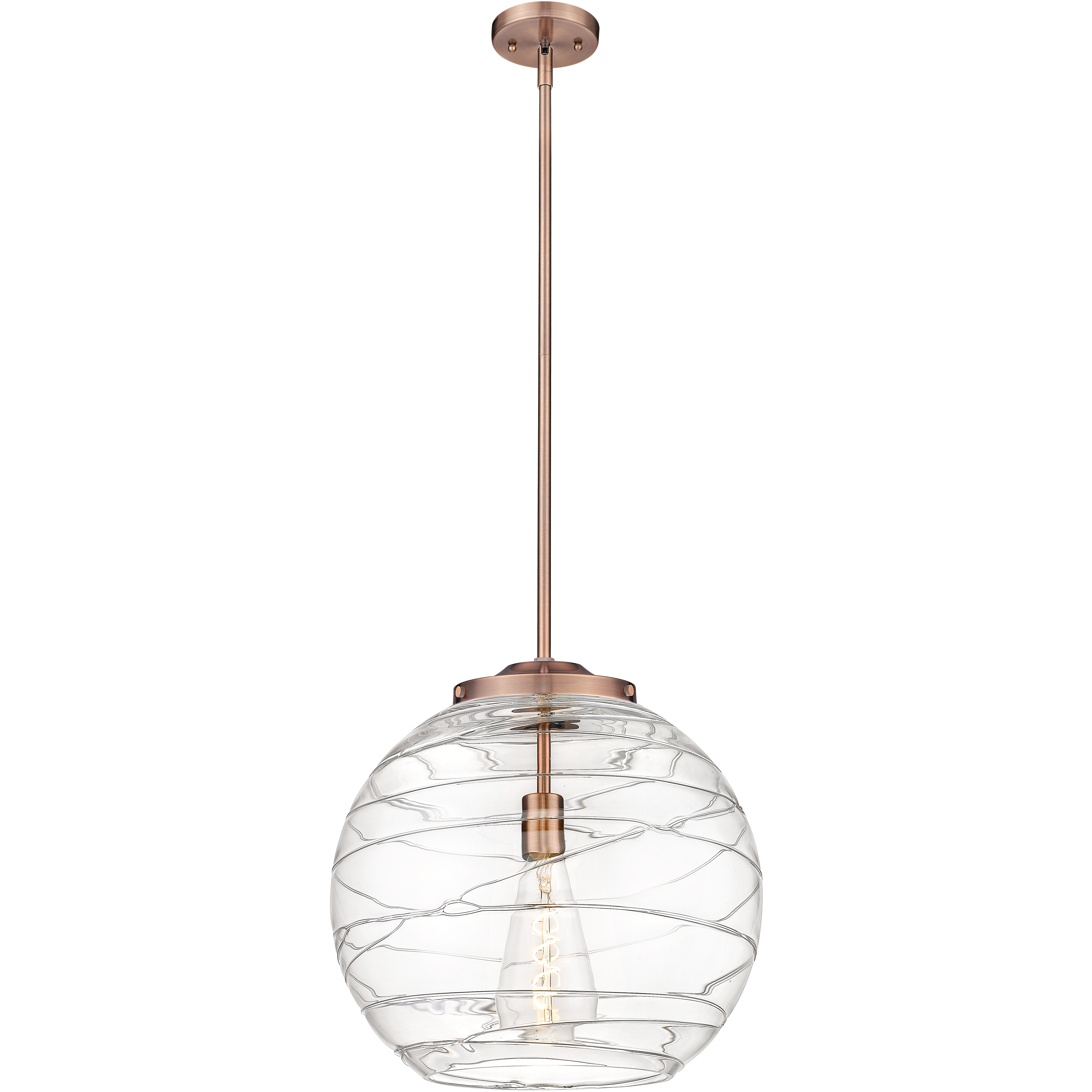 Ballston Athens Deco Swirl 1 Light 15.75 inch Antique Copper Pendant Ceiling Light in Incandescent, Clear Deco Swirl