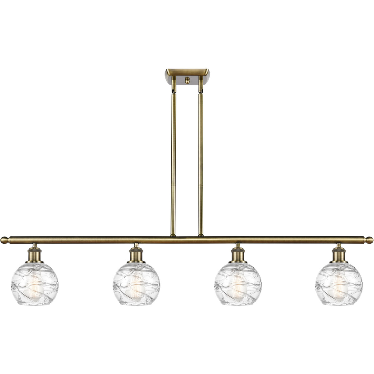 Ballston Small Deco Swirl 4 Light 46 inch Antique Brass Island Light Ceiling Light, Ballston