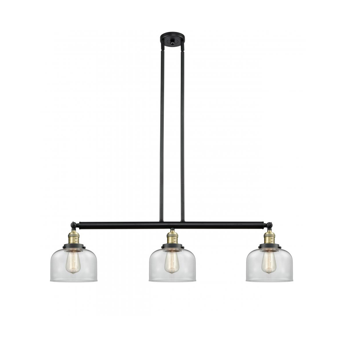 Franklin Restoration Large Bell 3 Light 41 inch Black Antique Brass Island Light Ceiling Light in Clear Glass, Franklin Restoration