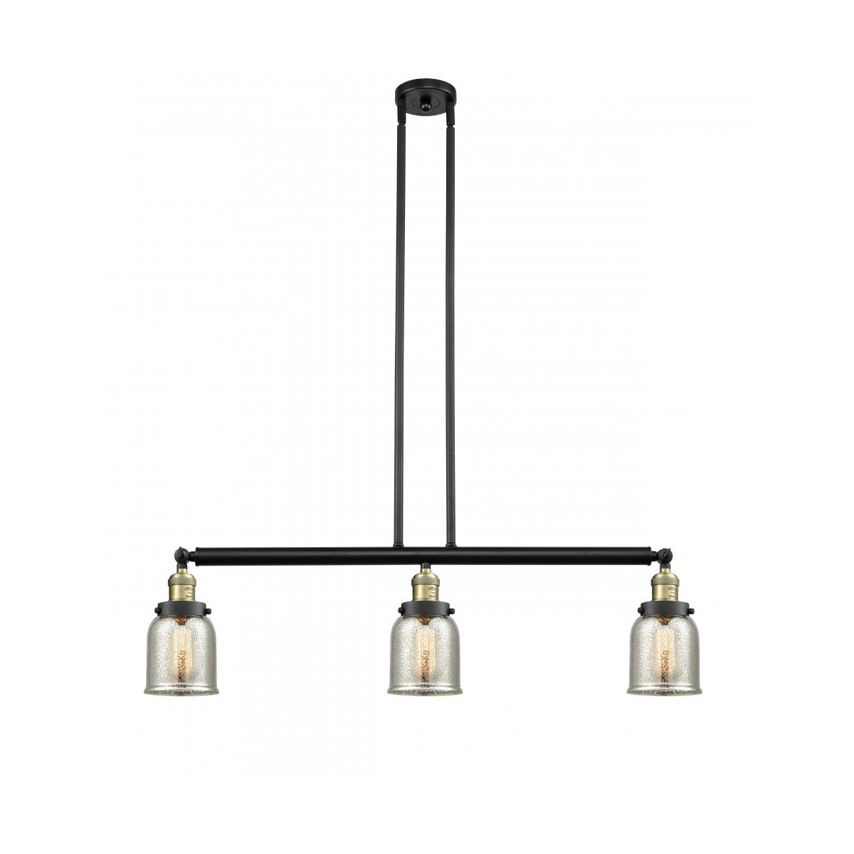 Franklin Restoration Small Bell LED 38 inch Black Antique Brass Island Light Ceiling Light in Silver Plated Mercury Glass, Franklin Restoration