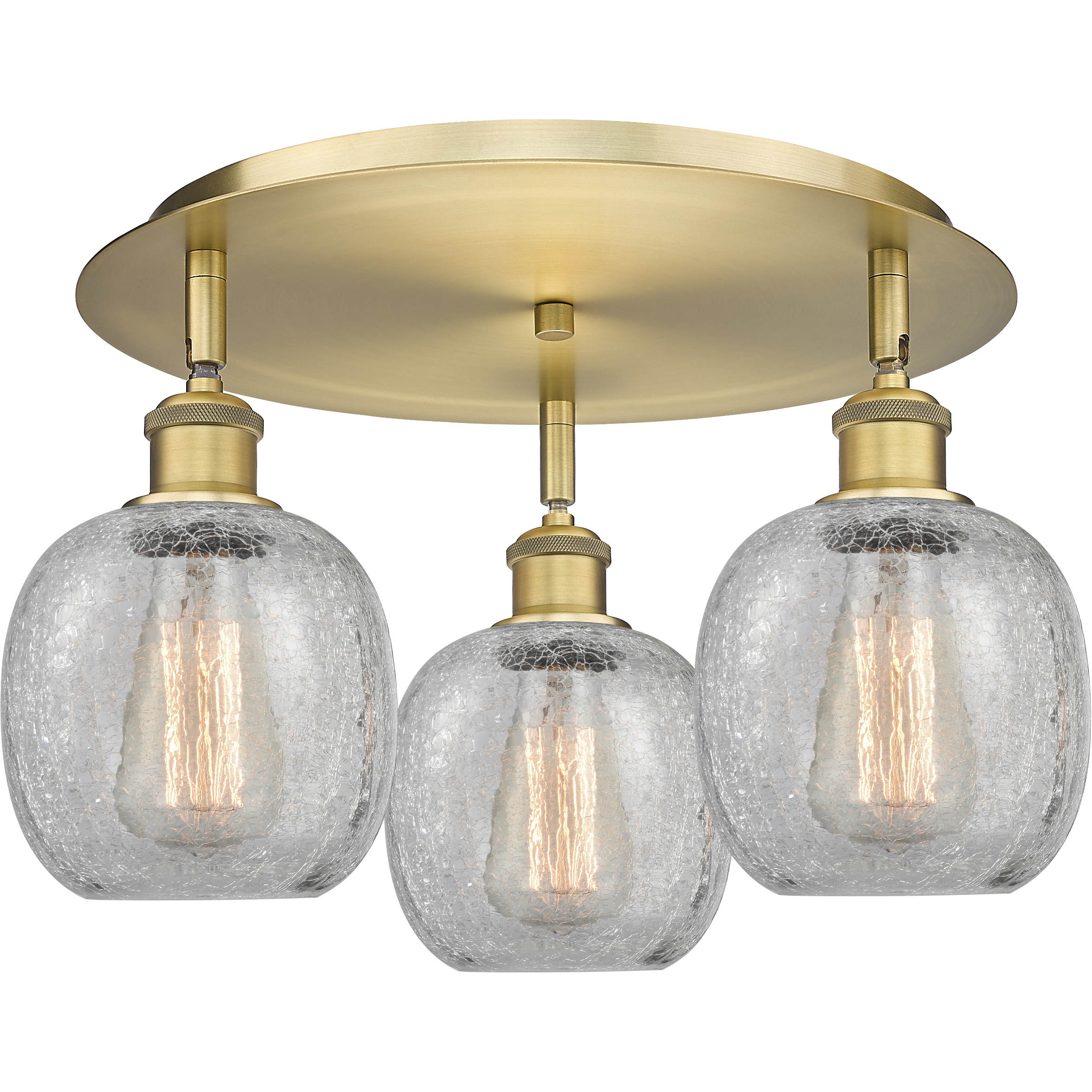 Belfast 3 Light 17.75 inch Brushed Brass Flush Mount Ceiling Light in Clear Crackle