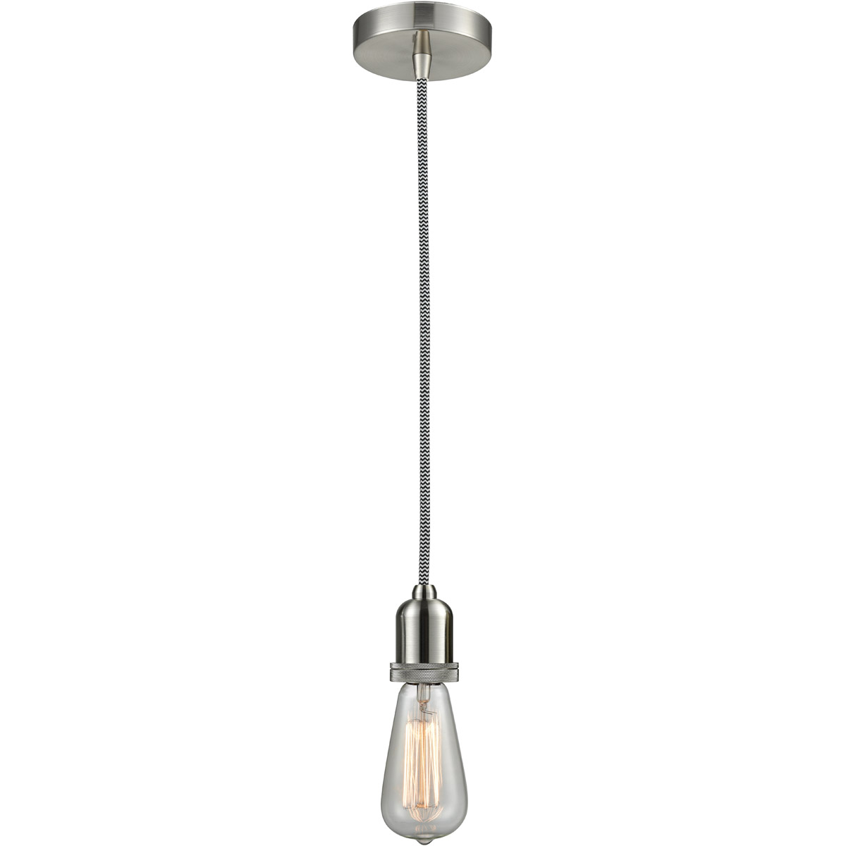 Whitney Bare Bulb 1 Light 2 inch Satin Nickel Mini Pendant Ceiling Light in Zebra, Whitney
