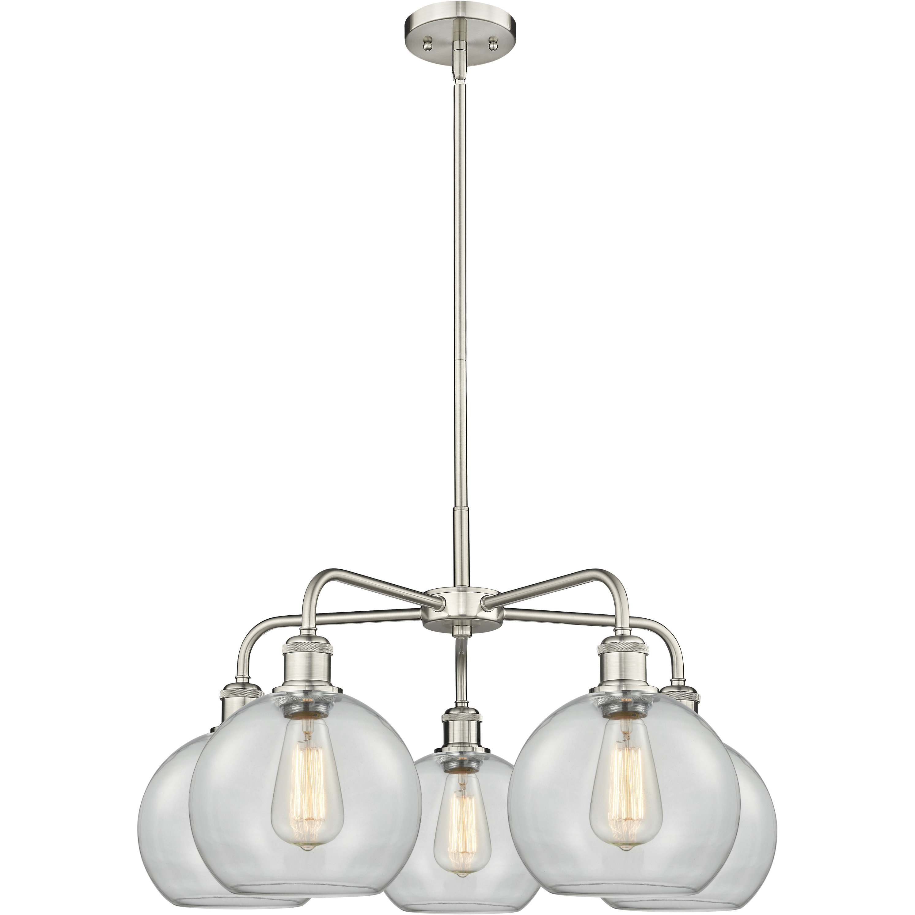 Athens 5 Light 26 inch Satin Nickel Chandelier Ceiling Light in Clear Glass