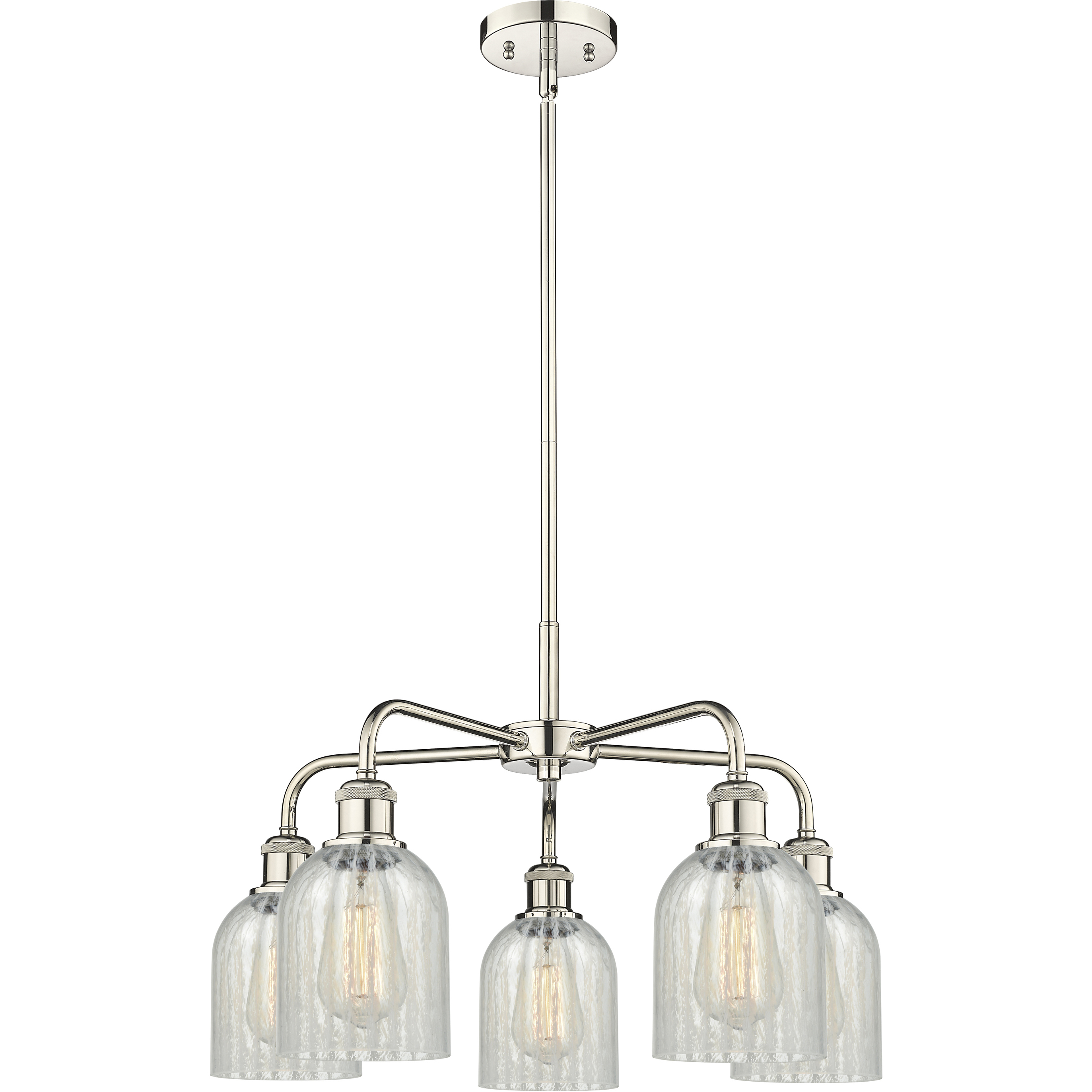Caledonia 5 Light 23 inch Polished Nickel Chandelier Ceiling Light in Mouchette Glass