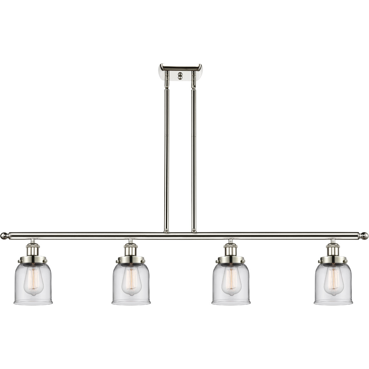 Ballston Small Bell 4 Light 48 inch Polished Nickel Island Light Ceiling Light in Clear Glass