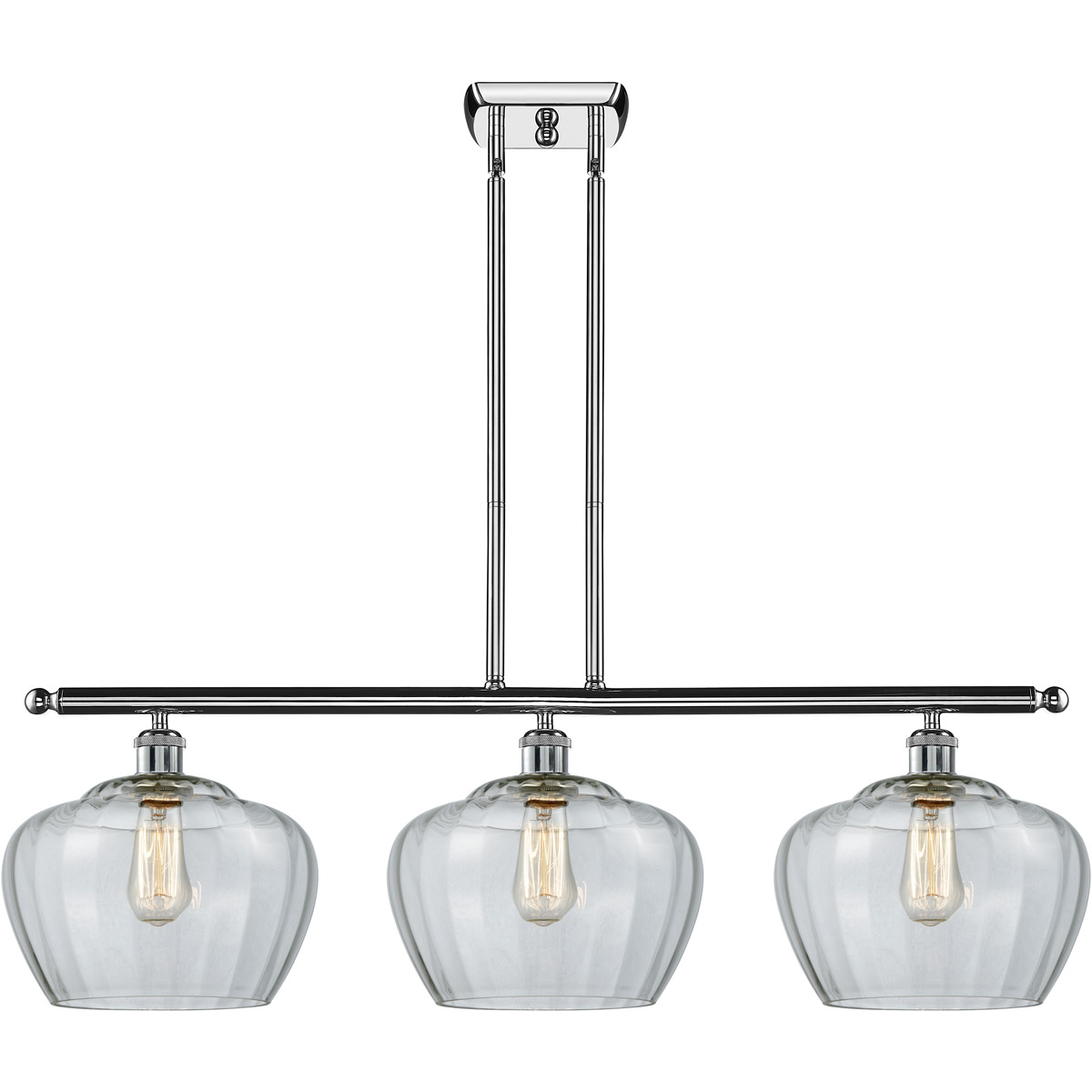 Ballston Large Fenton 3 Light 38 inch Polished Chrome Island Light Ceiling Light in Clear Glass, Ballston