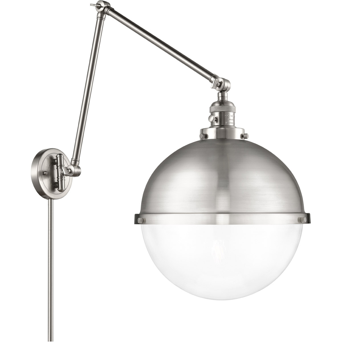 Franklin Restoration Hampden 34.44 inch 60 watt Brushed Brass Swing Arm Wall Light in Seedy Glass