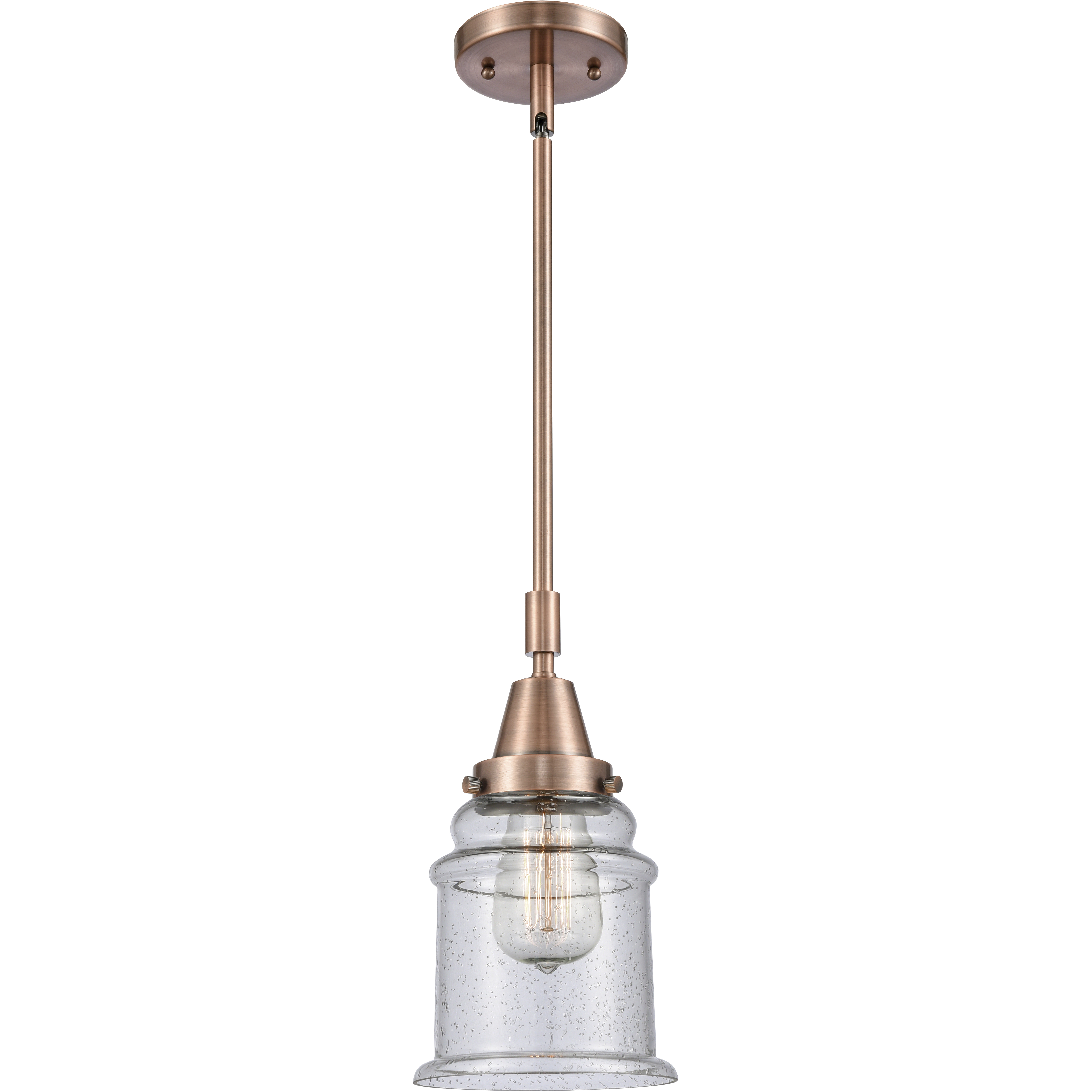 Franklin Restoration Canton LED 6.5 inch Antique Copper Mini Pendant Ceiling Light in Seedy Glass