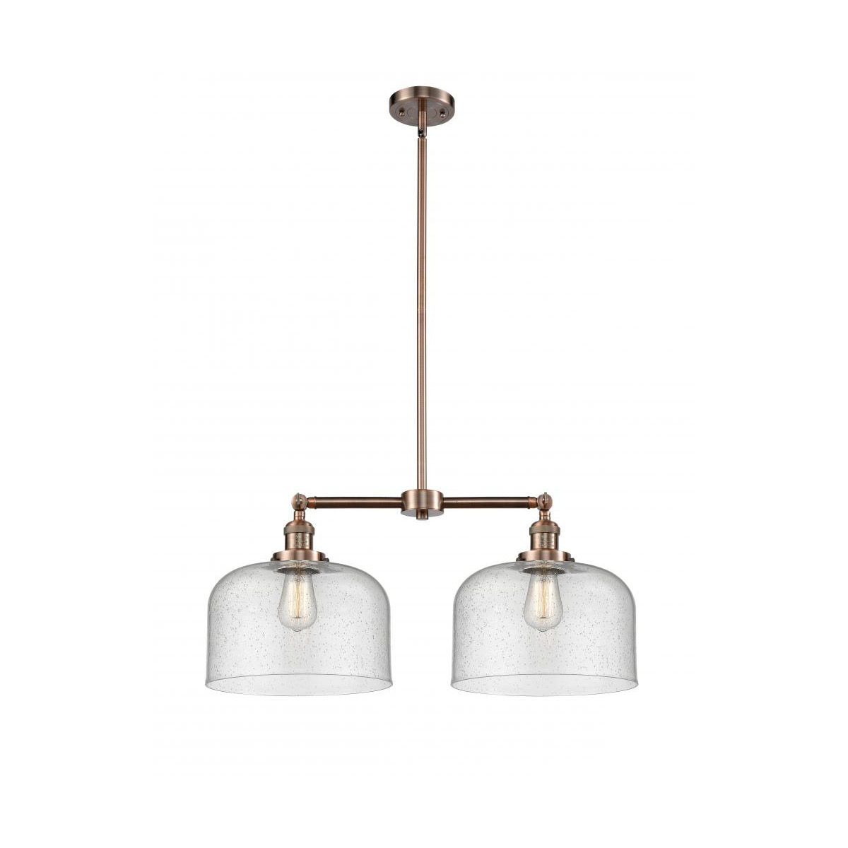 Franklin Restoration X-Large Bell LED 21 inch Antique Copper Chandelier Ceiling Light in Seedy Glass, Franklin Restoration