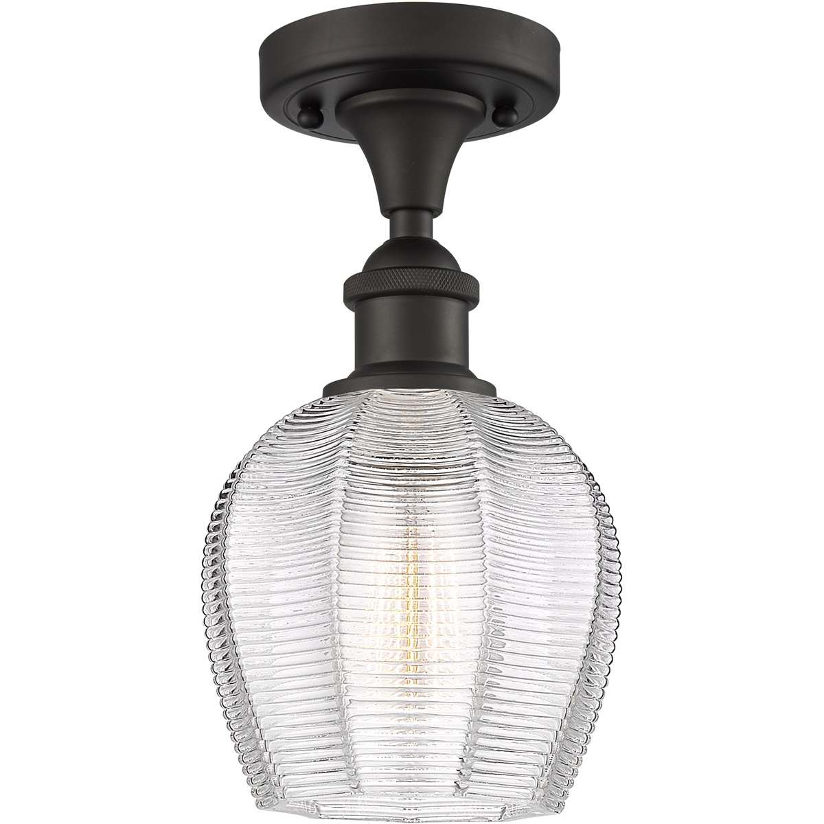 Ballston Norfolk LED 6 inch Oil Rubbed Bronze Semi-Flush Mount Ceiling Light in Clear Glass
