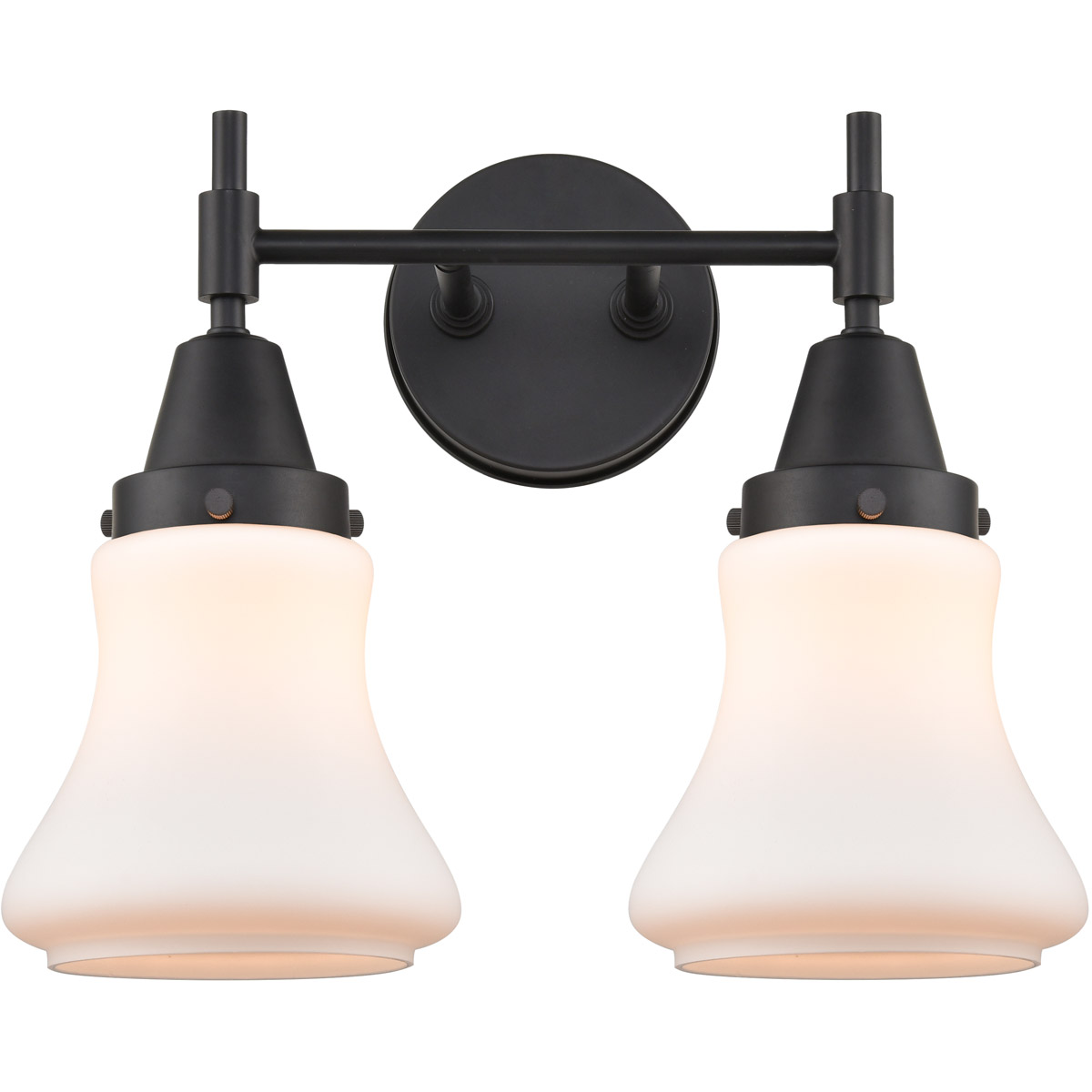 Caden 2 Light 15 inch Matte Black Bath Vanity Light Wall Light in Matte White Glass