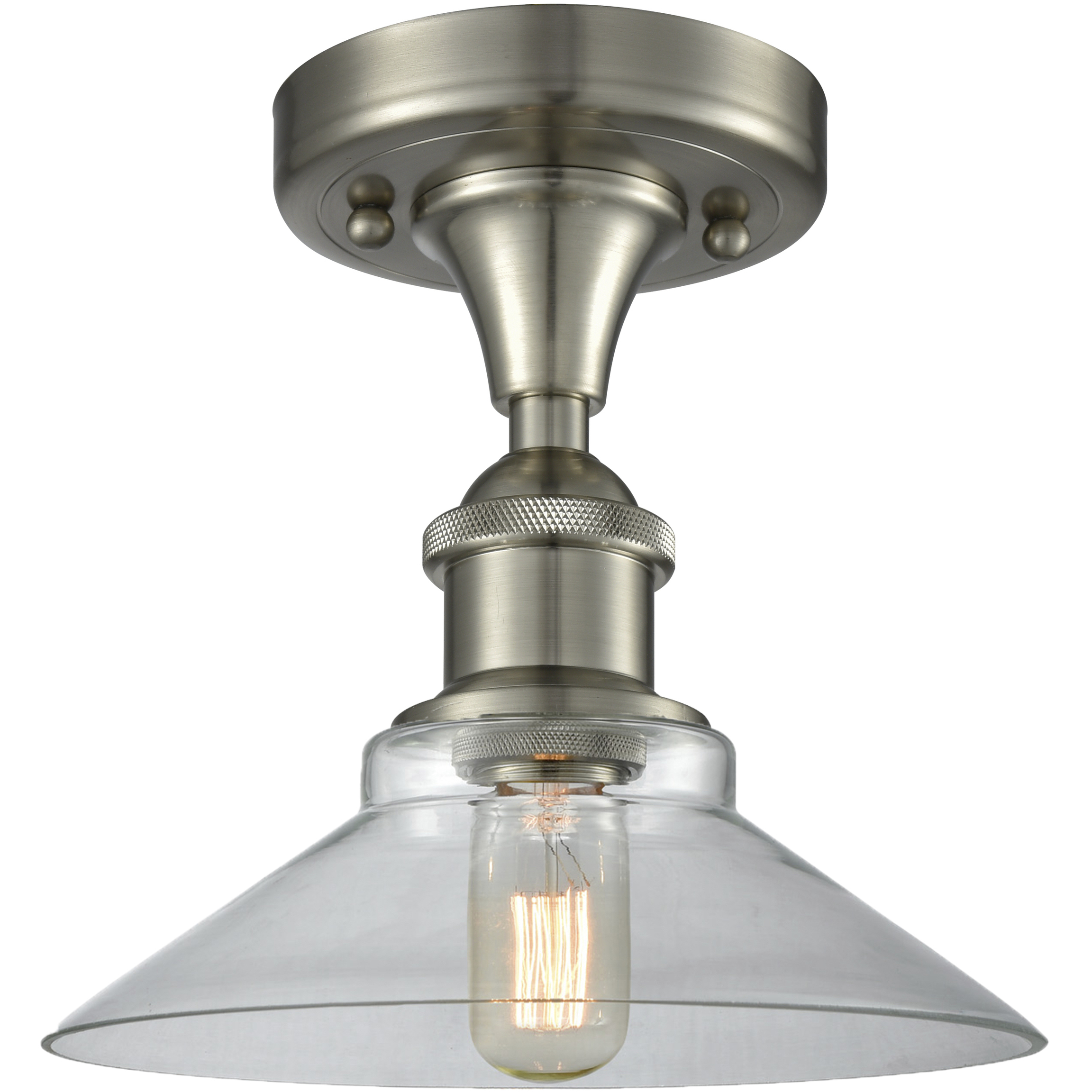 Edison Orwell 1 Light 8.38 inch Brushed Satin Nickel Flush Mount Ceiling Light in Clear Glass