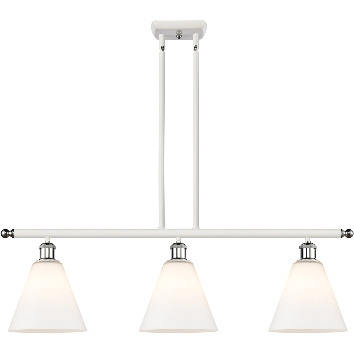 Ballston Ballston Cone LED 36 inch White and Polished Chrome Island Light Ceiling Light in Matte White Glass