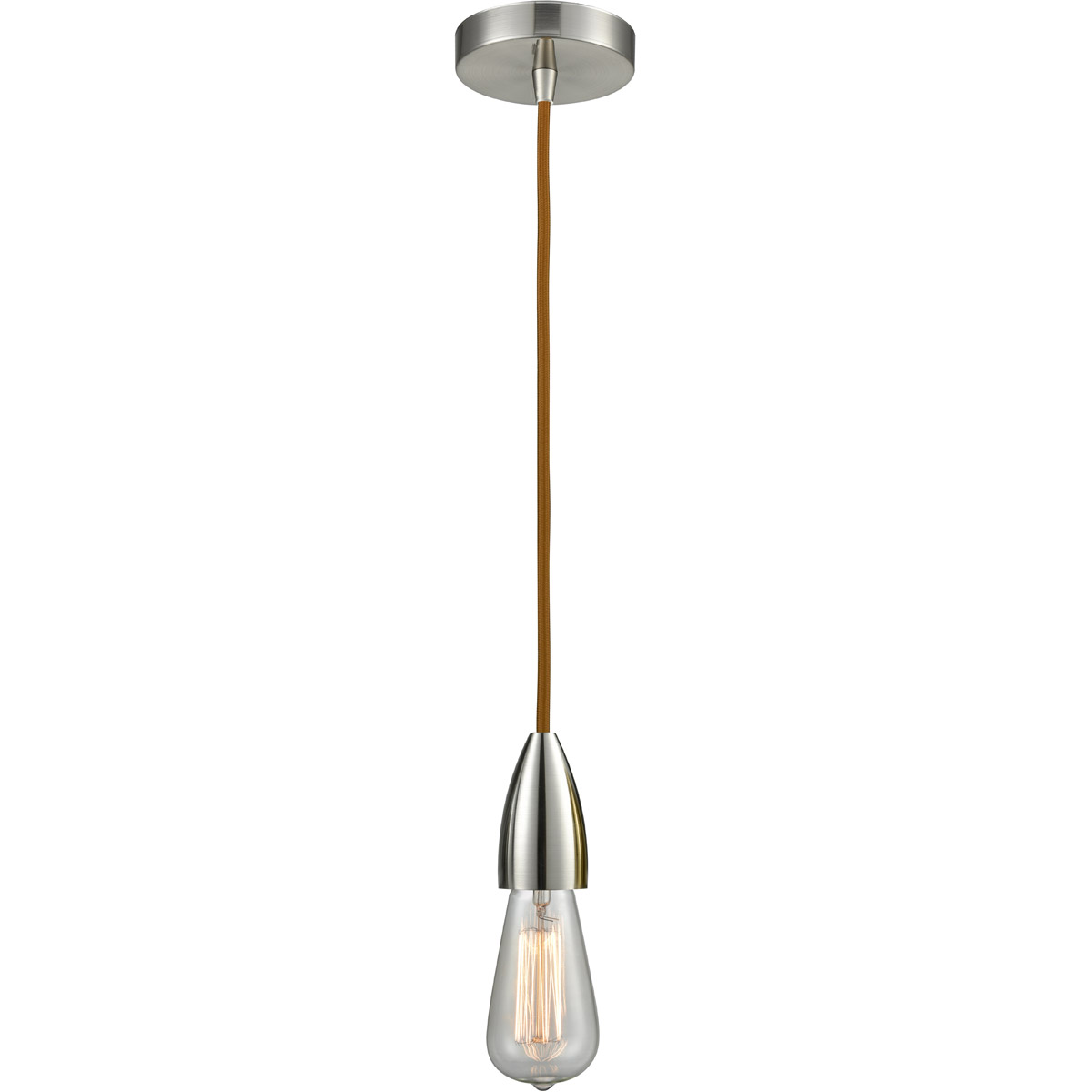 Fairchild Bare Bulb 1 Light 2 inch Satin Nickel Mini Pendant Ceiling Light in Copper, Fairchild