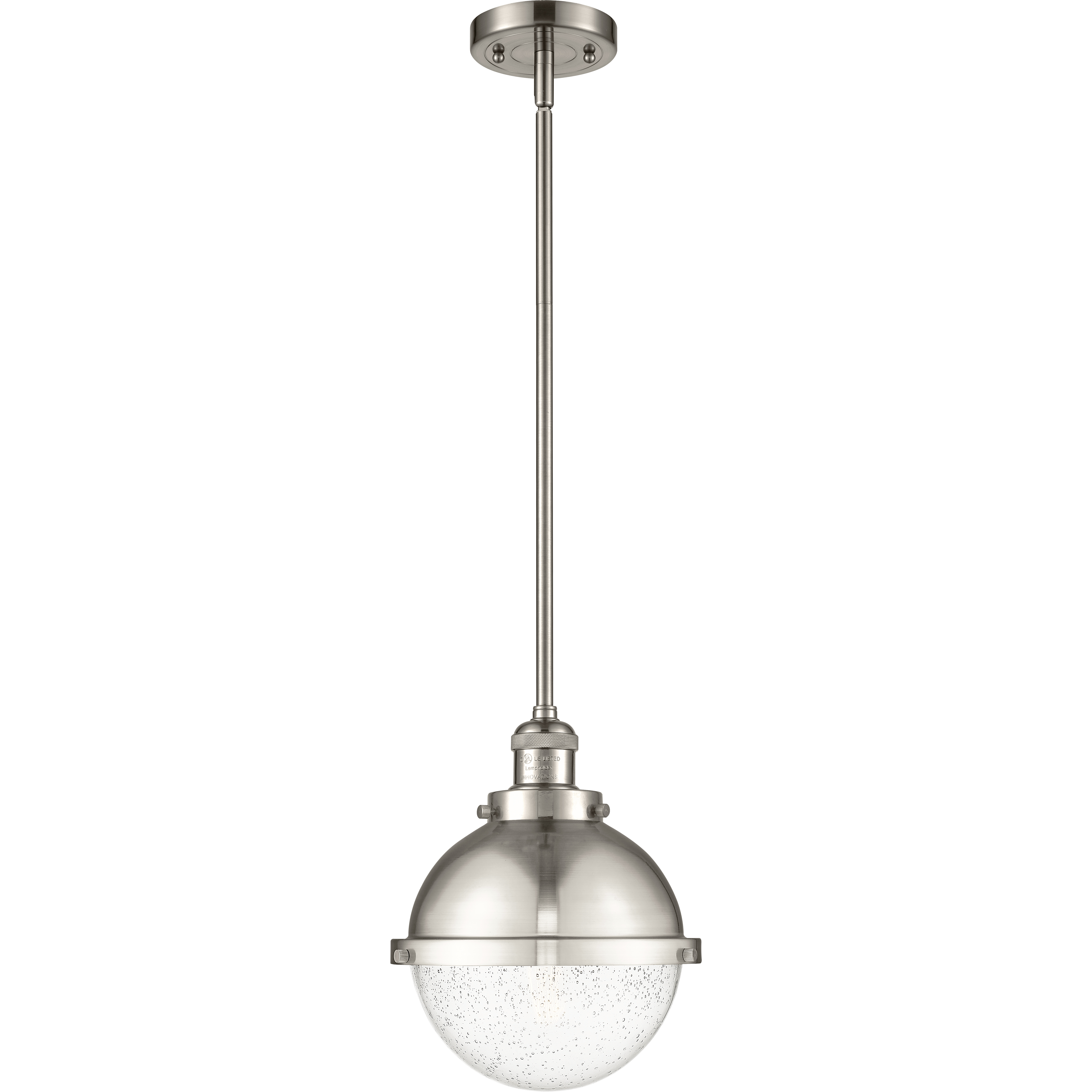 Franklin Restoration Hampden 1 Light 9 inch Brushed Satin Nickel Mini Pendant Ceiling Light in Seedy Glass