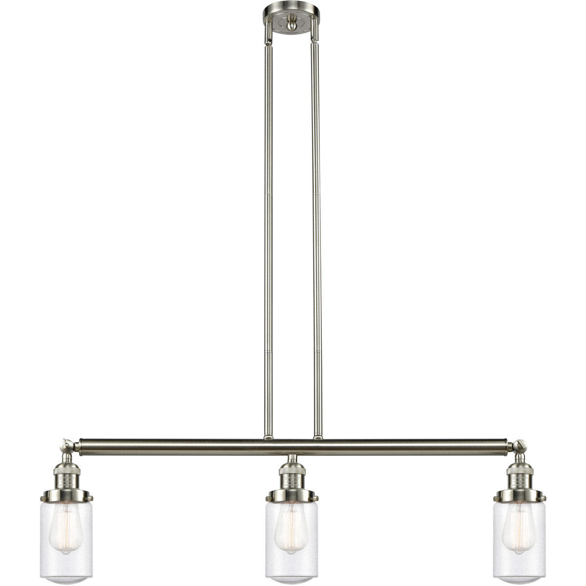 Franklin Restoration Dover 3 Light 37 inch Brushed Satin Nickel Island Light Ceiling Light in Seedy Glass, Franklin Restoration