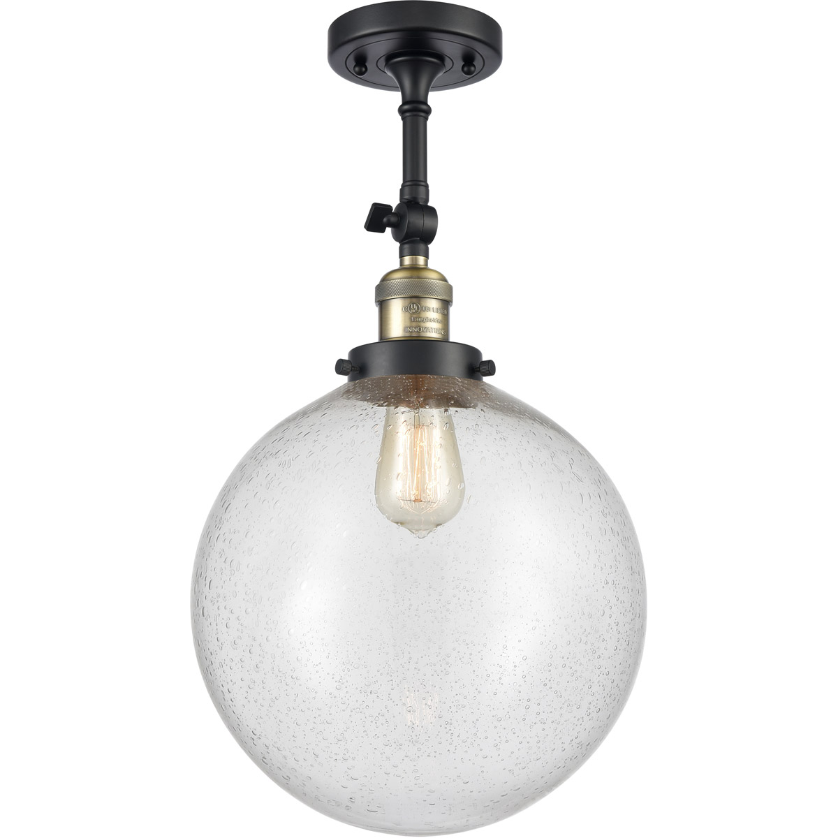 Franklin Restoration XX-Large Beacon 1 Light 12 inch Black Antique Brass Semi-Flush Mount Ceiling Light in Seedy Glass, Franklin Restoration