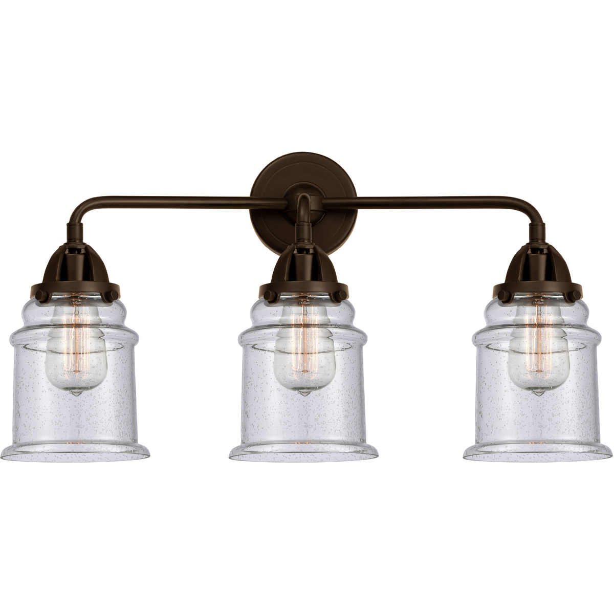 Nouveau 2 Canton LED 24 inch Oil Rubbed Bronze Bath Vanity Light Wall Light in Seedy Glass