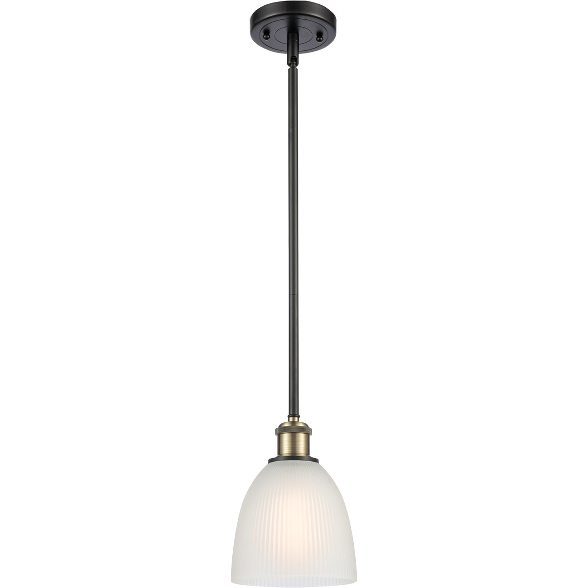 Ballston Castile LED 6 inch Black Antique Brass Pendant Ceiling Light in White Glass, Ballston