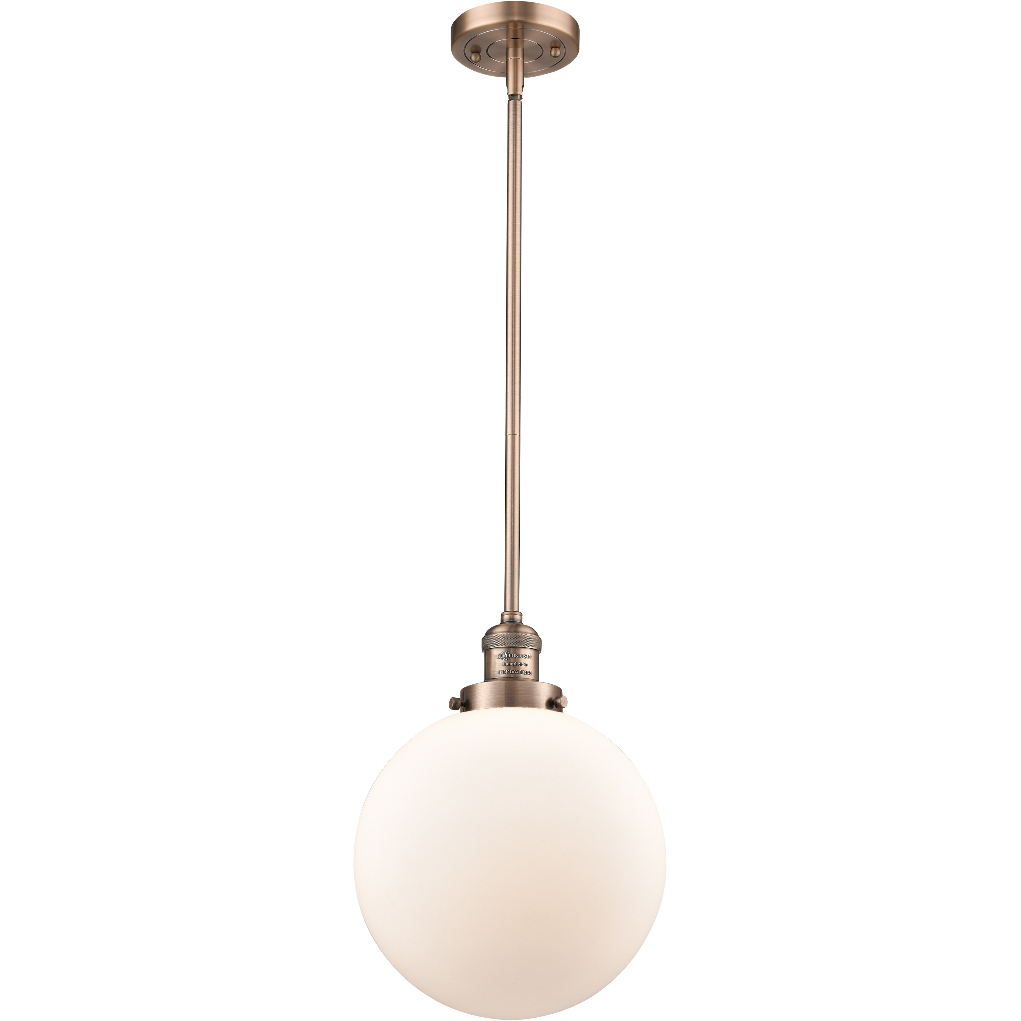 Franklin Restoration Beacon LED 10 inch Antique Copper Mini Pendant Ceiling Light in Matte White, Franklin Restoration