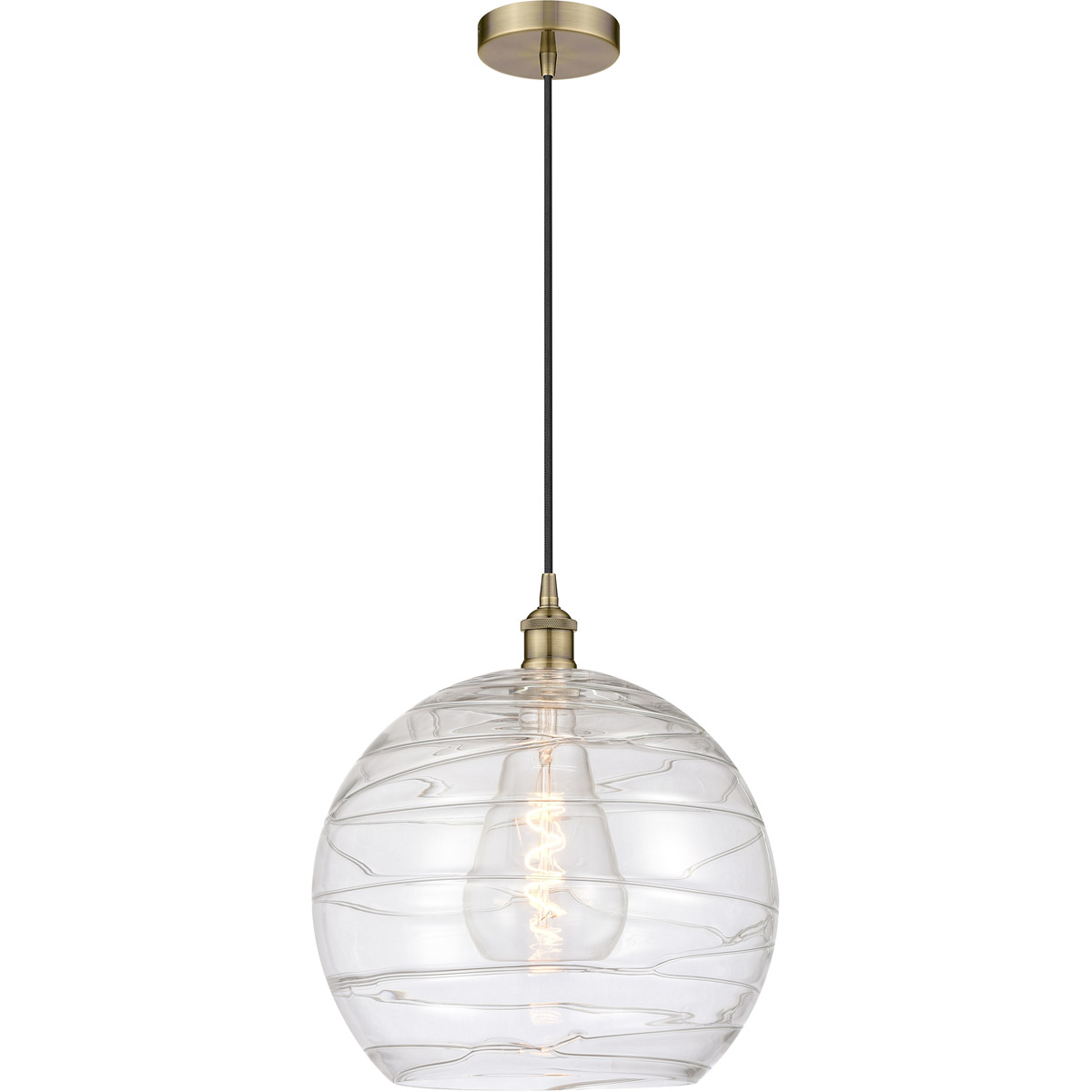 Edison Athens Deco Swirl LED 14 inch Antique Brass Pendant Ceiling Light
