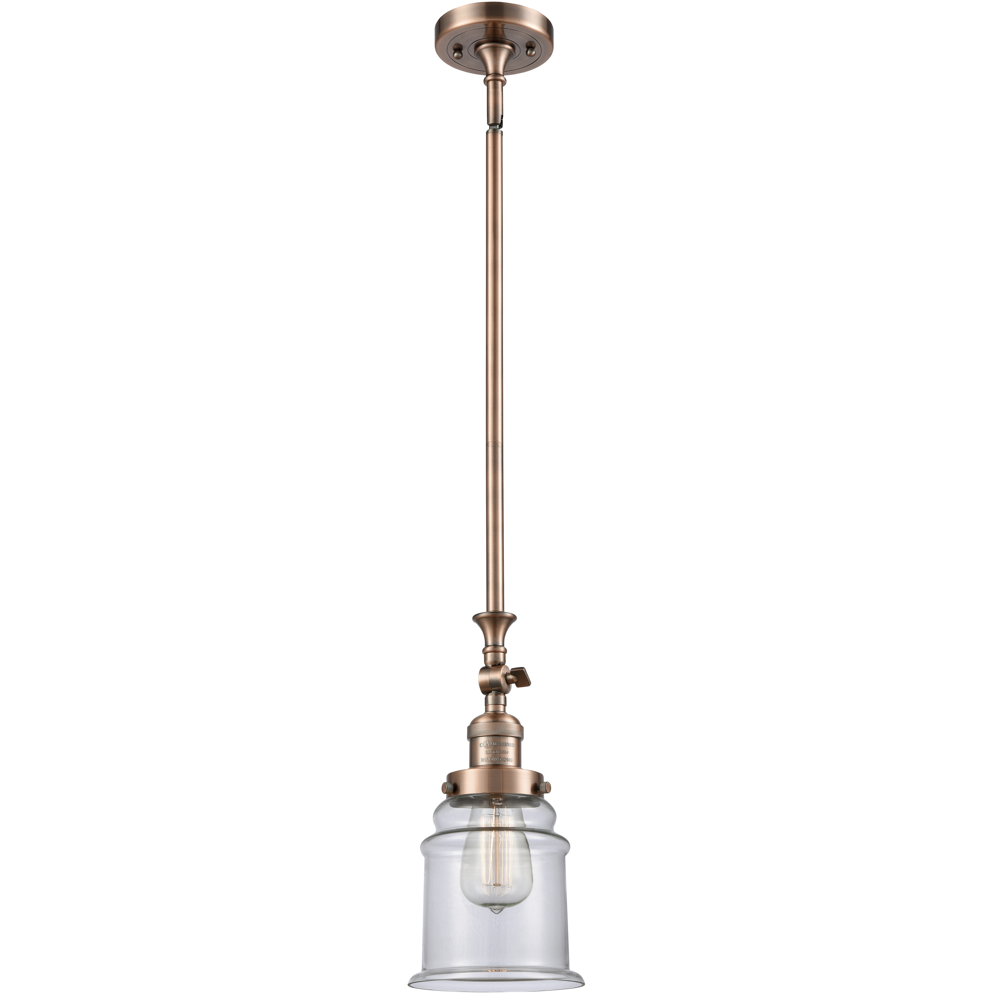 Franklin Restoration Canton 1 Light 6.5 inch Antique Copper Mini Pendant Ceiling Light in Incandescent, Clear, Franklin Restoration
