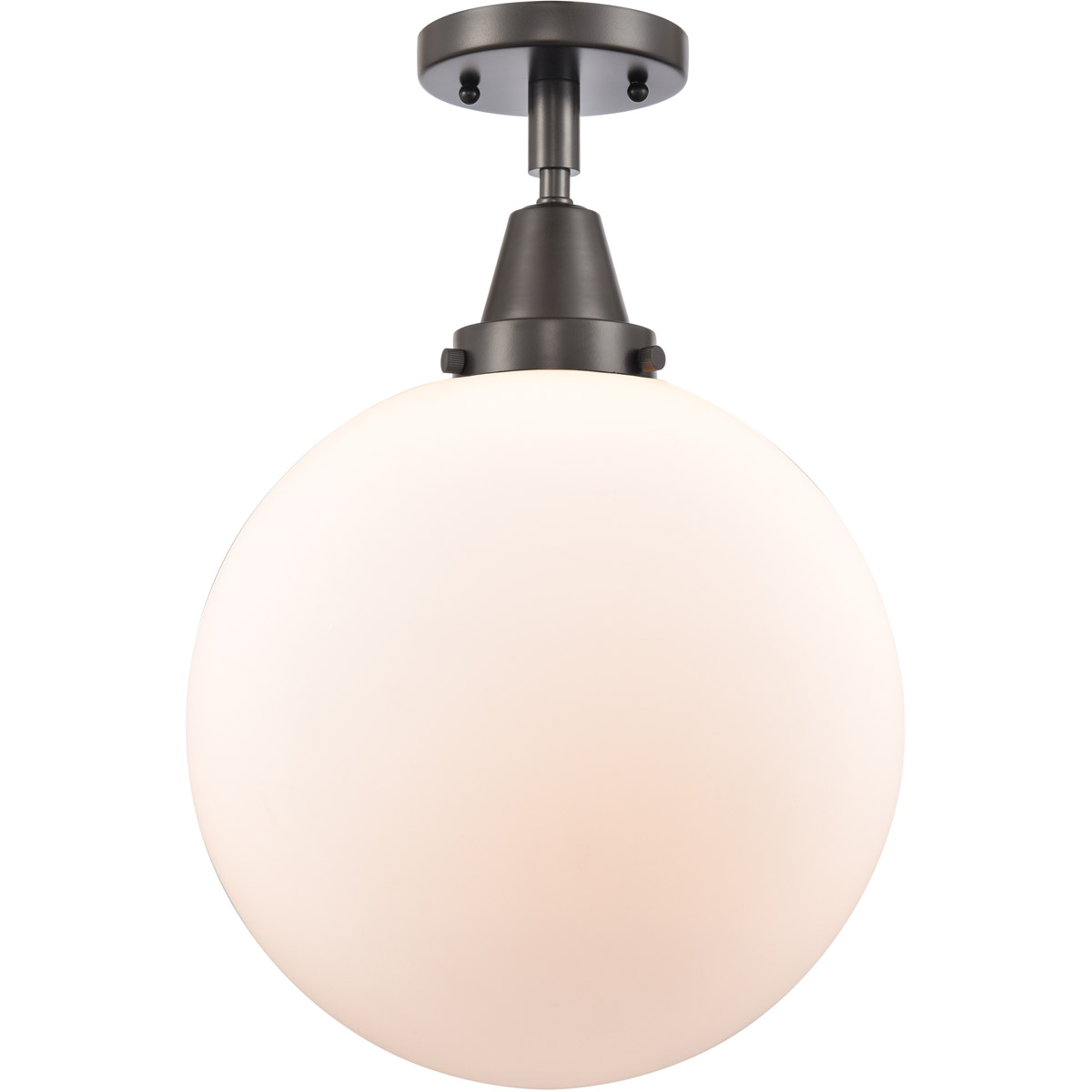 Beacon LED 12 inch Oil Rubbed Bronze Flush Mount Ceiling Light in Matte White Glass