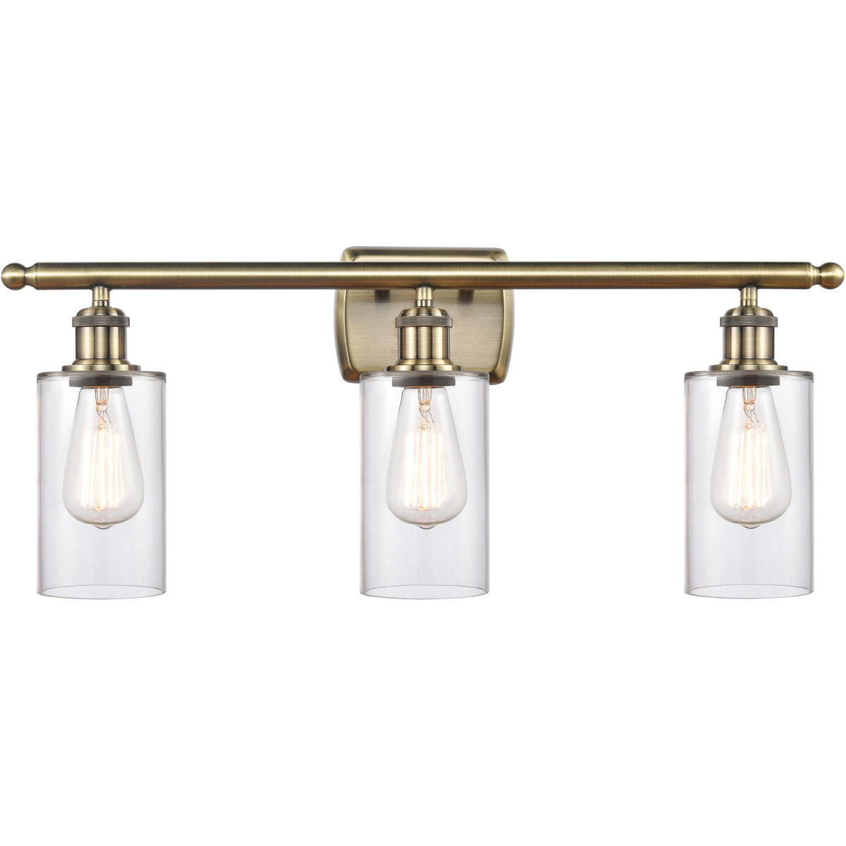 Ballston Clymer LED 26 inch Antique Brass Bath Vanity Light Wall Light in Clear Glass, Ballston
