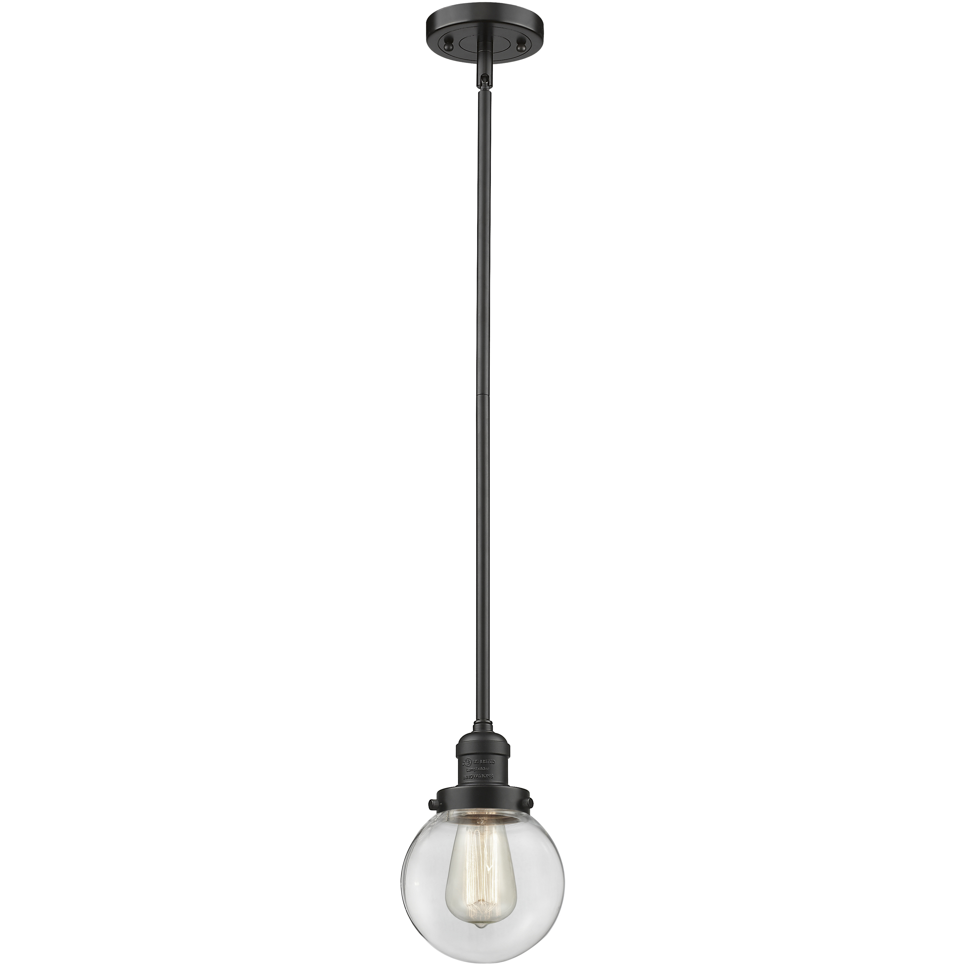 Franklin Restoration Beacon 1 Light 6 inch Oil Rubbed Bronze Mini Pendant Ceiling Light in Incandescent, Clear, Franklin Restoration