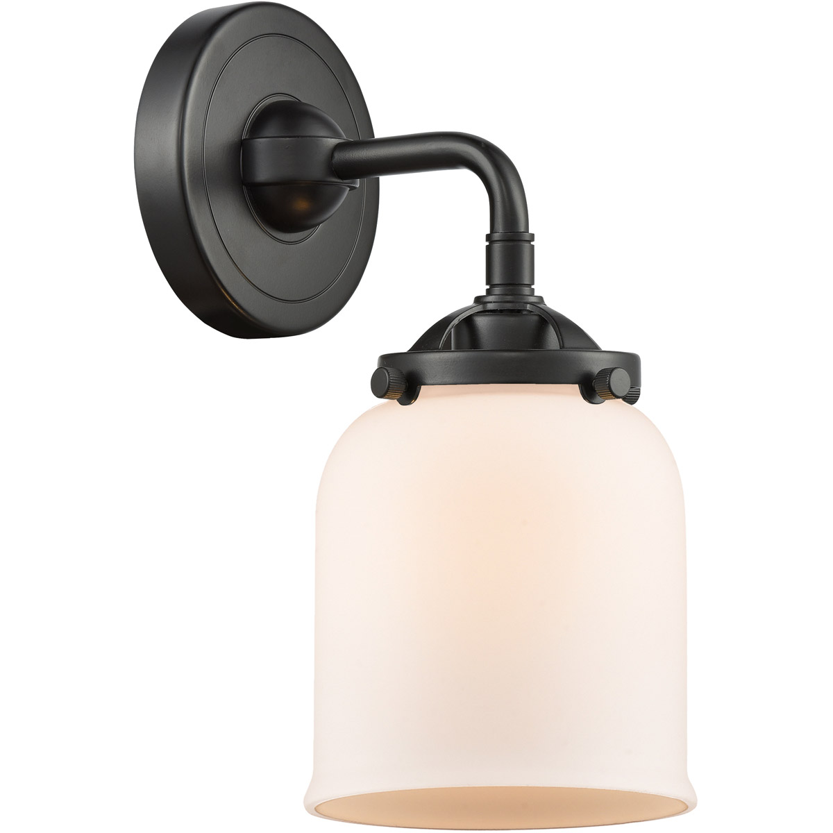 Nouveau Small Bell 1 Light 5 inch Oil Rubbed Bronze Sconce Wall Light in Matte White Glass, Nouveau