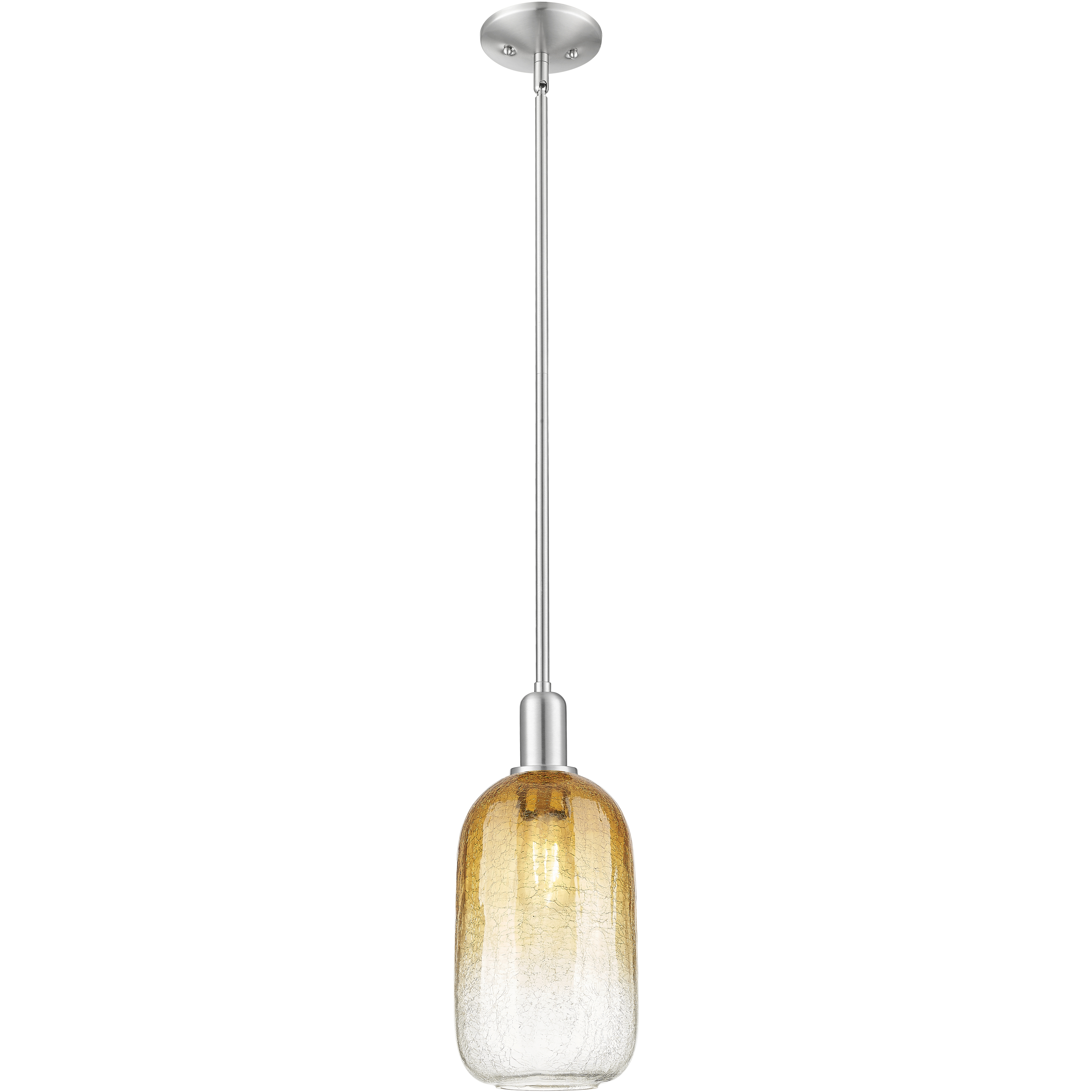 Downtown Urban Brookhaven Cloche 1 Light 7 inch Brushed Satin Nickel Mini Pendant Ceiling Light in Amber Glass