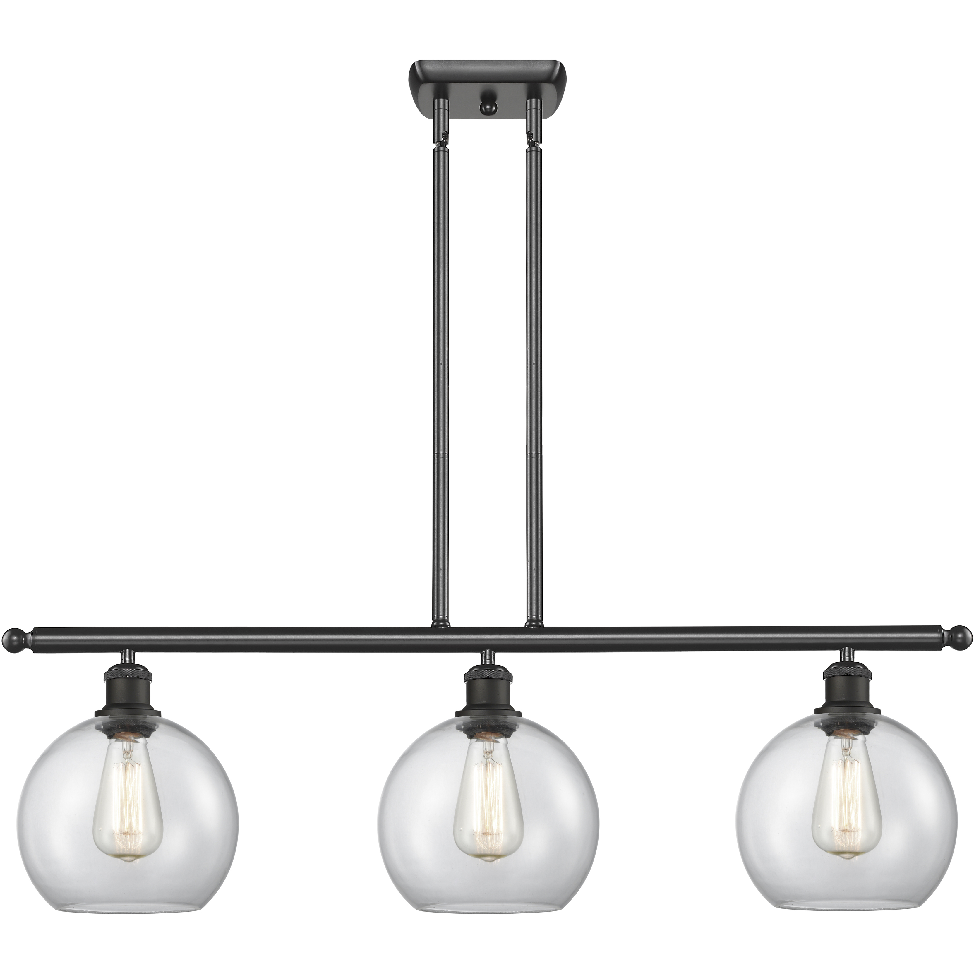 Ballston Athens LED 36 inch Matte Black Island Light Ceiling Light in Clear Glass, Ballston