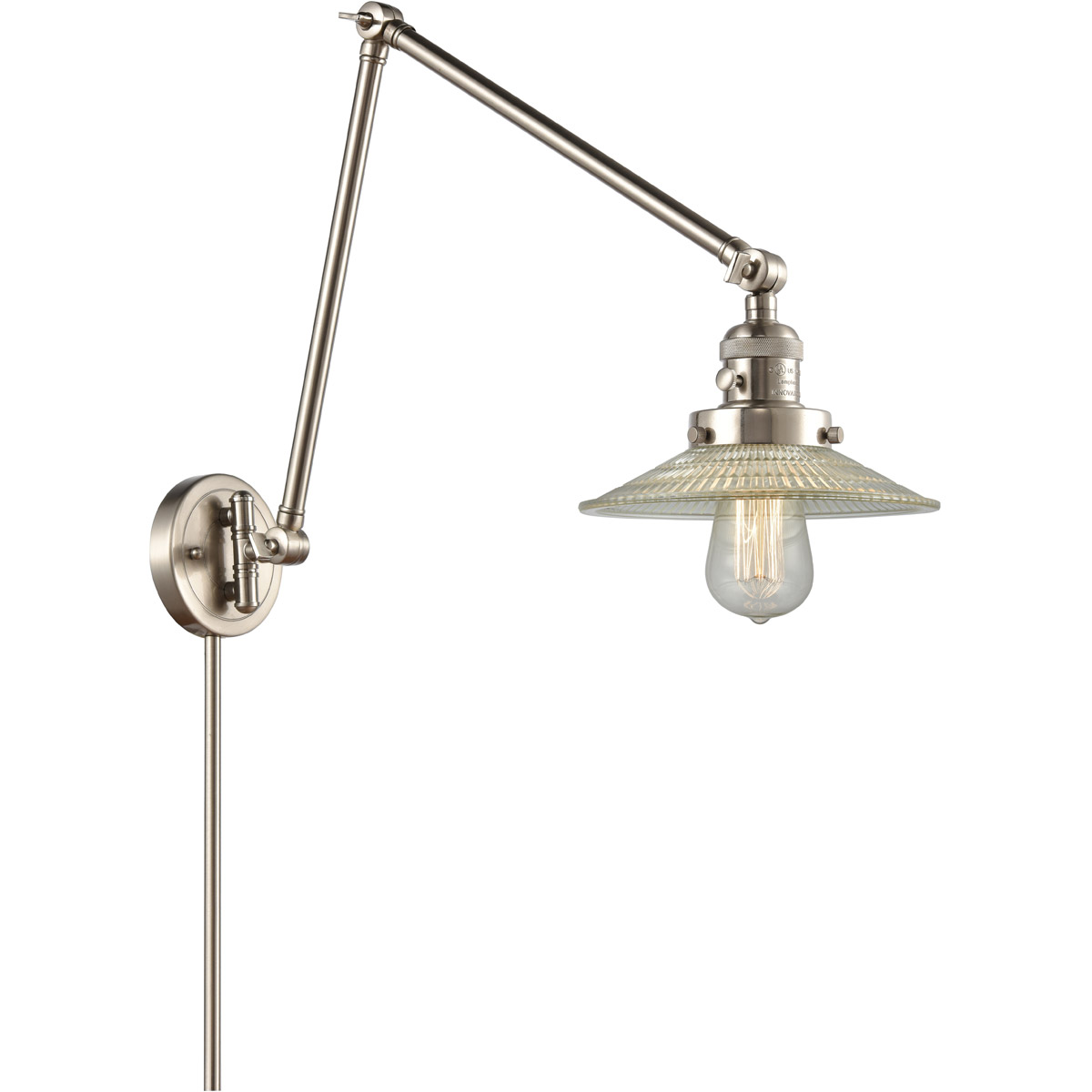 Halophane 30 inch 60.00 watt Satin Nickel Swing Arm Wall Light, Franklin Restoration