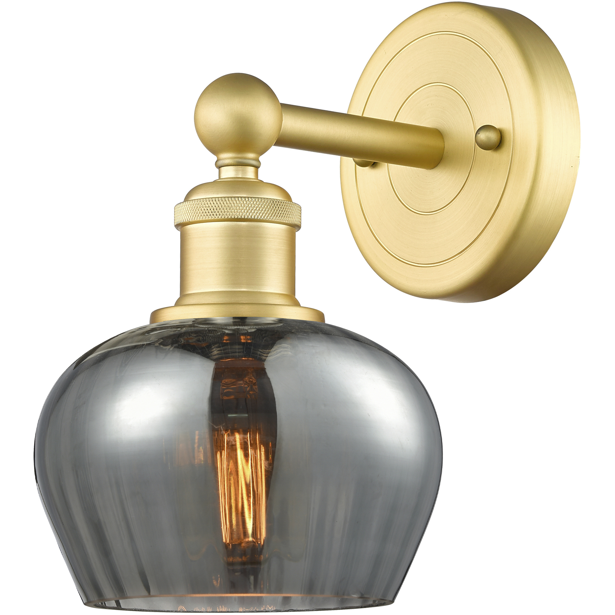 Fenton Sconce Wall Light in Satin Gold, Plated Smoke