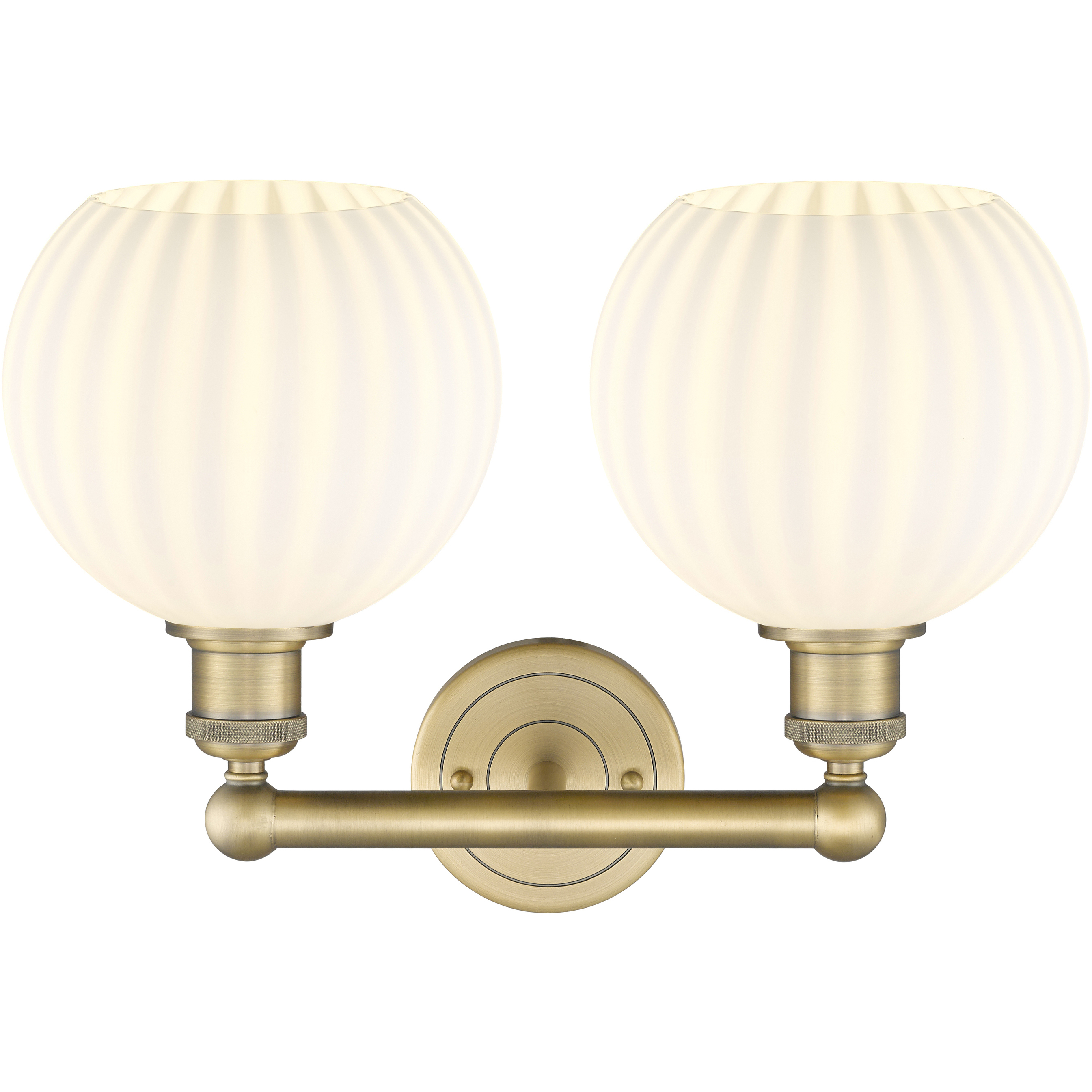 Edison White Venetian 2 Light 17 inch Brushed Brass Bath Vanity Light Wall Light