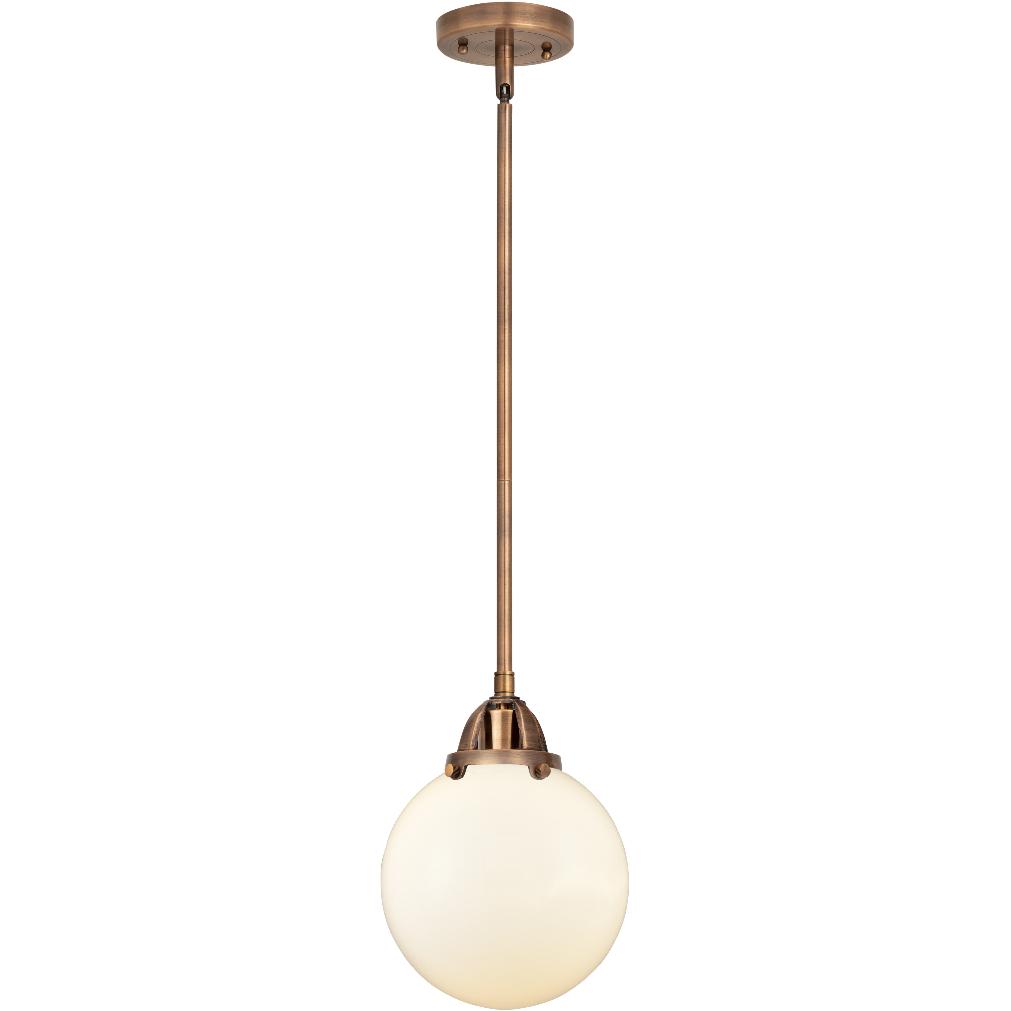 Nouveau 2 Beacon 1 Light 8 inch Antique Copper Mini Pendant Ceiling Light in Incandescent, Matte White