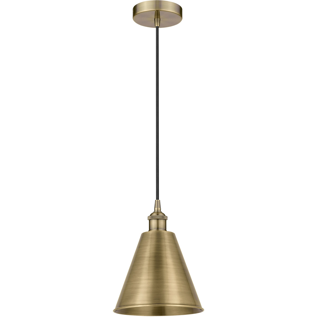 Edison Cone LED 8 inch Antique Brass Mini Pendant Ceiling Light