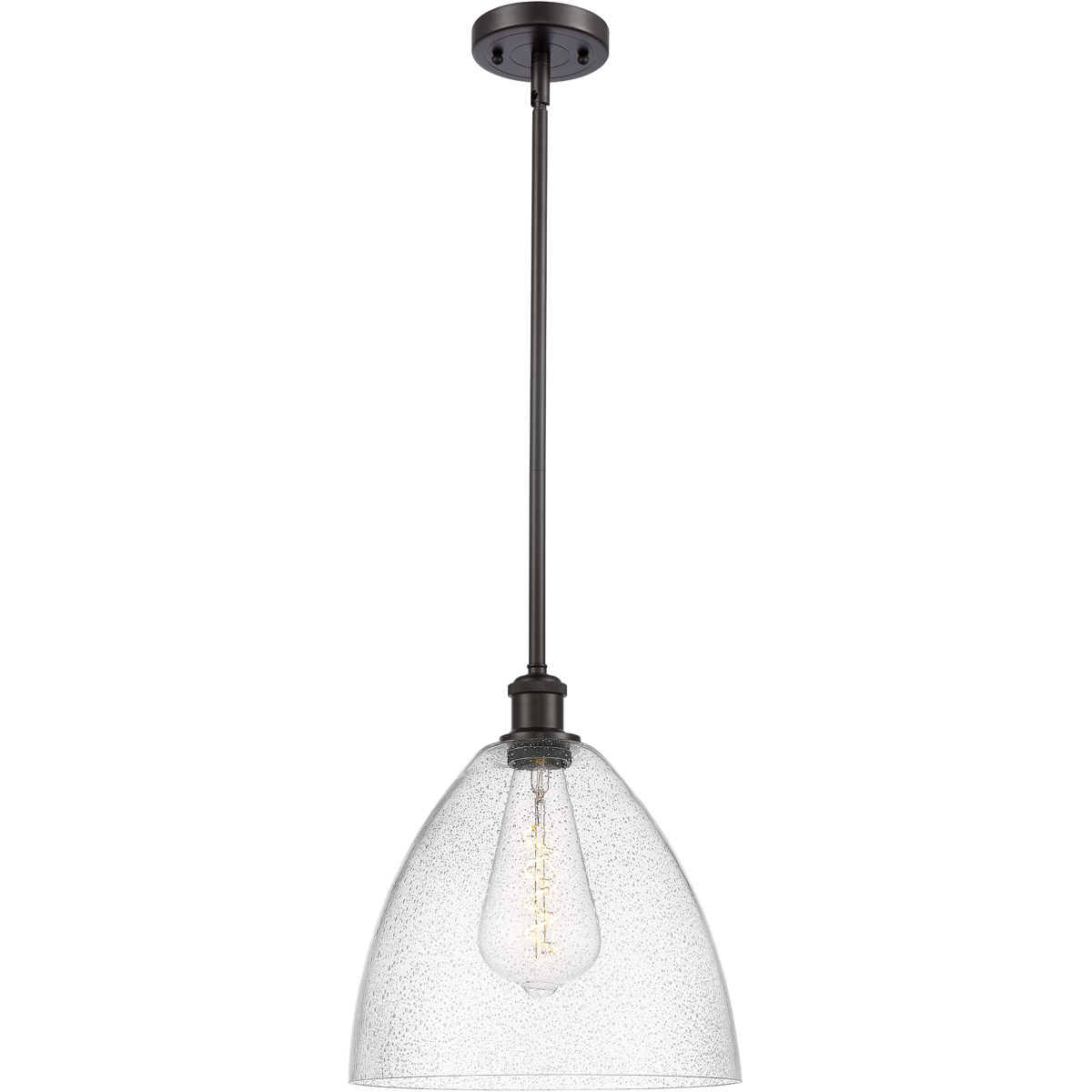 Ballston Dome 1 Light 12 inch Oil Rubbed Bronze Mini Pendant Ceiling Light in Seedy Glass